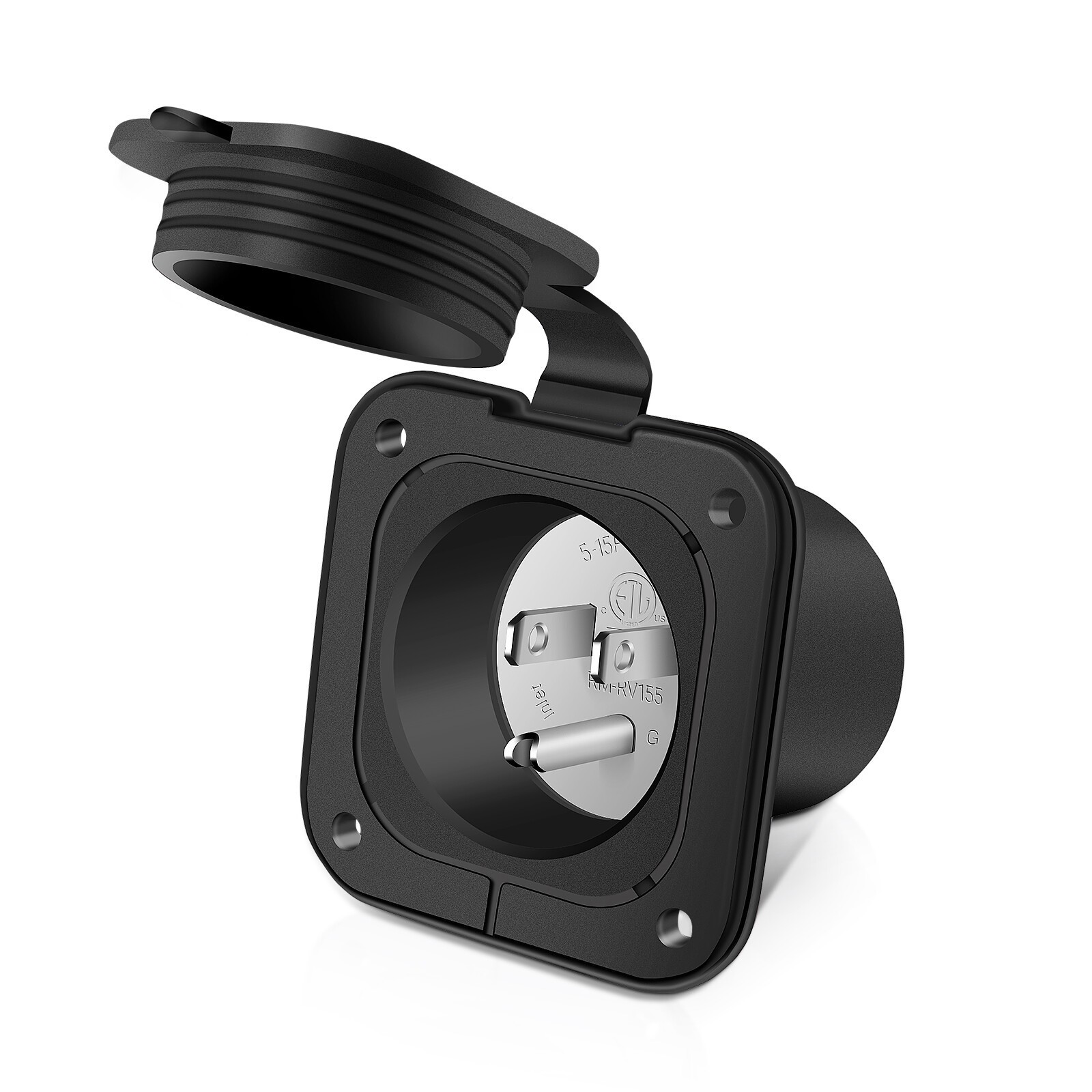 15A 125V Shore Power AC Port Plug Electrical Outlet Flanged Inlets for Boat RV