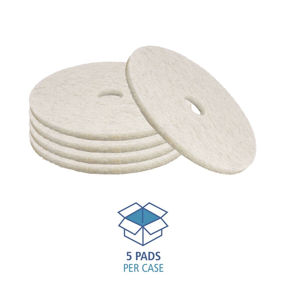 Boardwalk 4021NAT 21″ Diameter Natural Burnishing Floor Pads – White (5/CT) New
