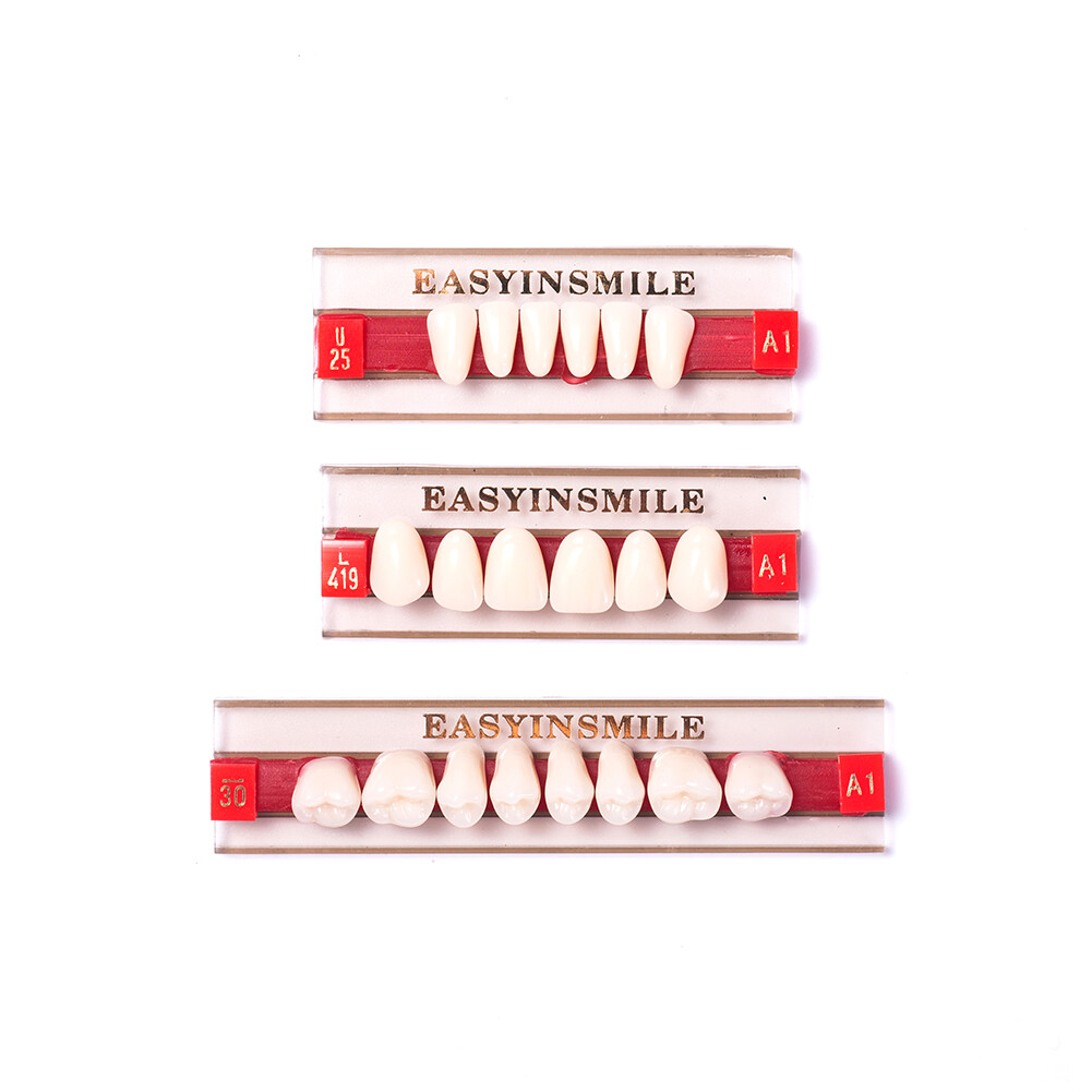 Dental Acrylic Resin Denture Teeth False DIY Full Set Anterior Posterior A1A2A3