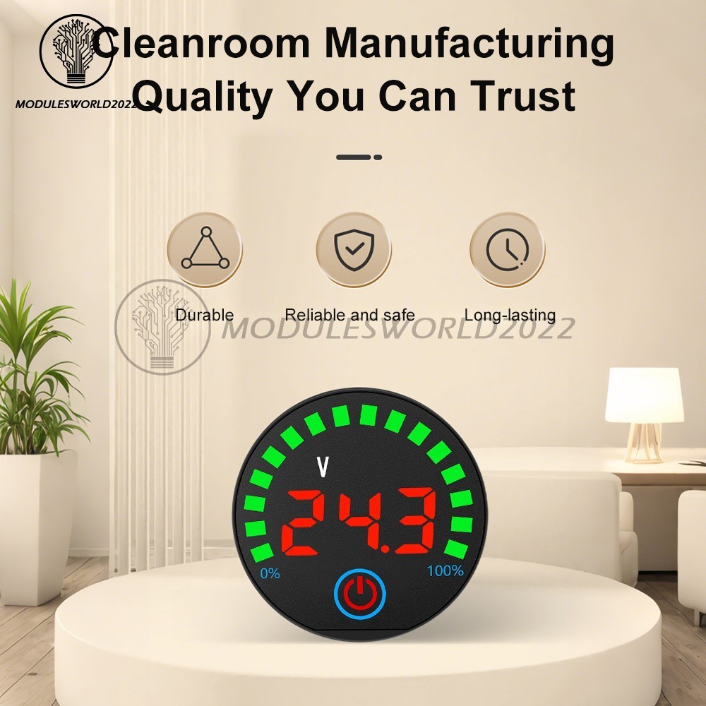DC7-55V Acid/Li-ion LED Indicator Volt & Battery Level Display Power-Off Memory