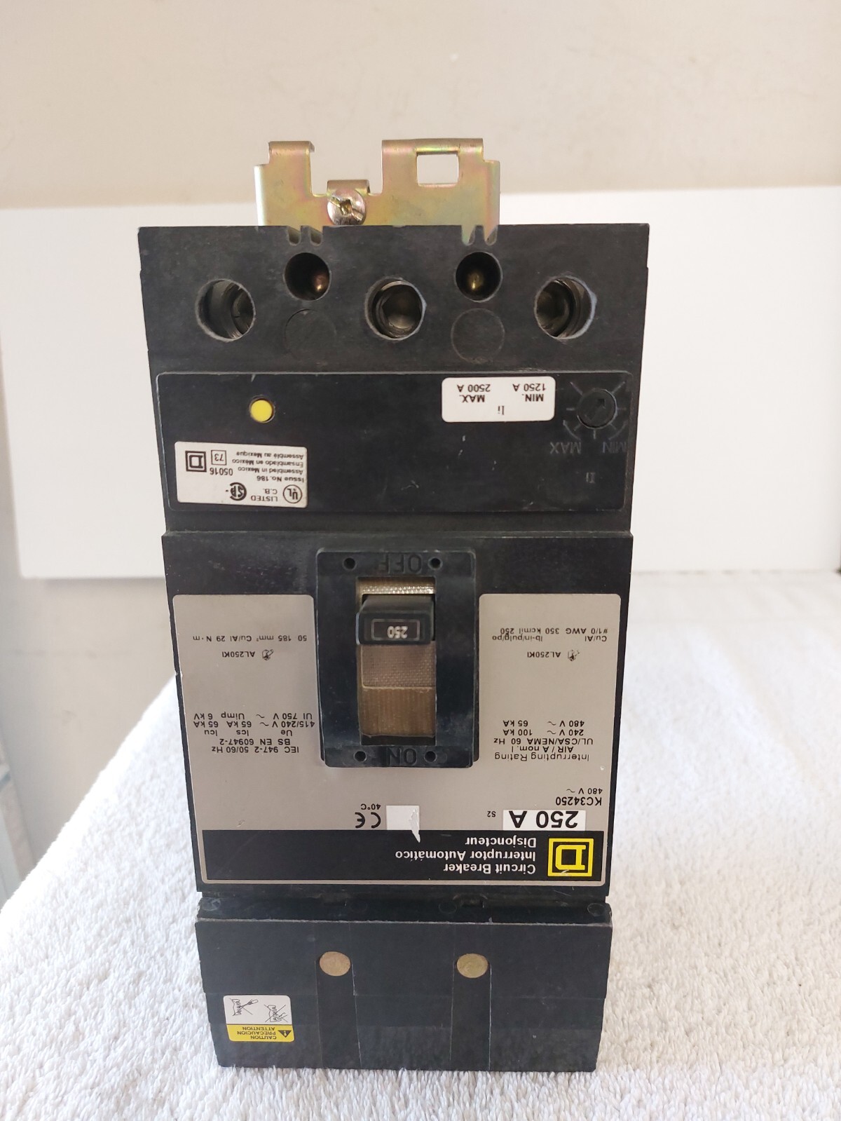 SQUARE D KC34250 250 AMP 480V 3P 65K I-LINE CIRCUIT BREAKER