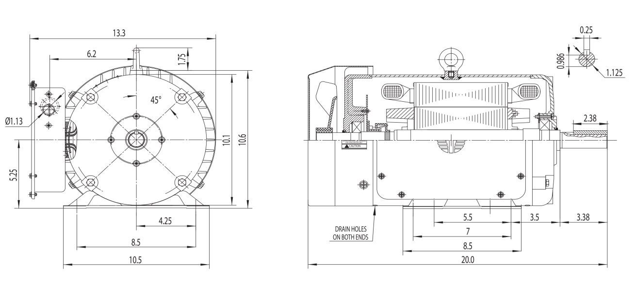 Techtop Electric Motor 7.5 HP 1800 Rpm 1-PH 208-230 Volt 213TZ Frame