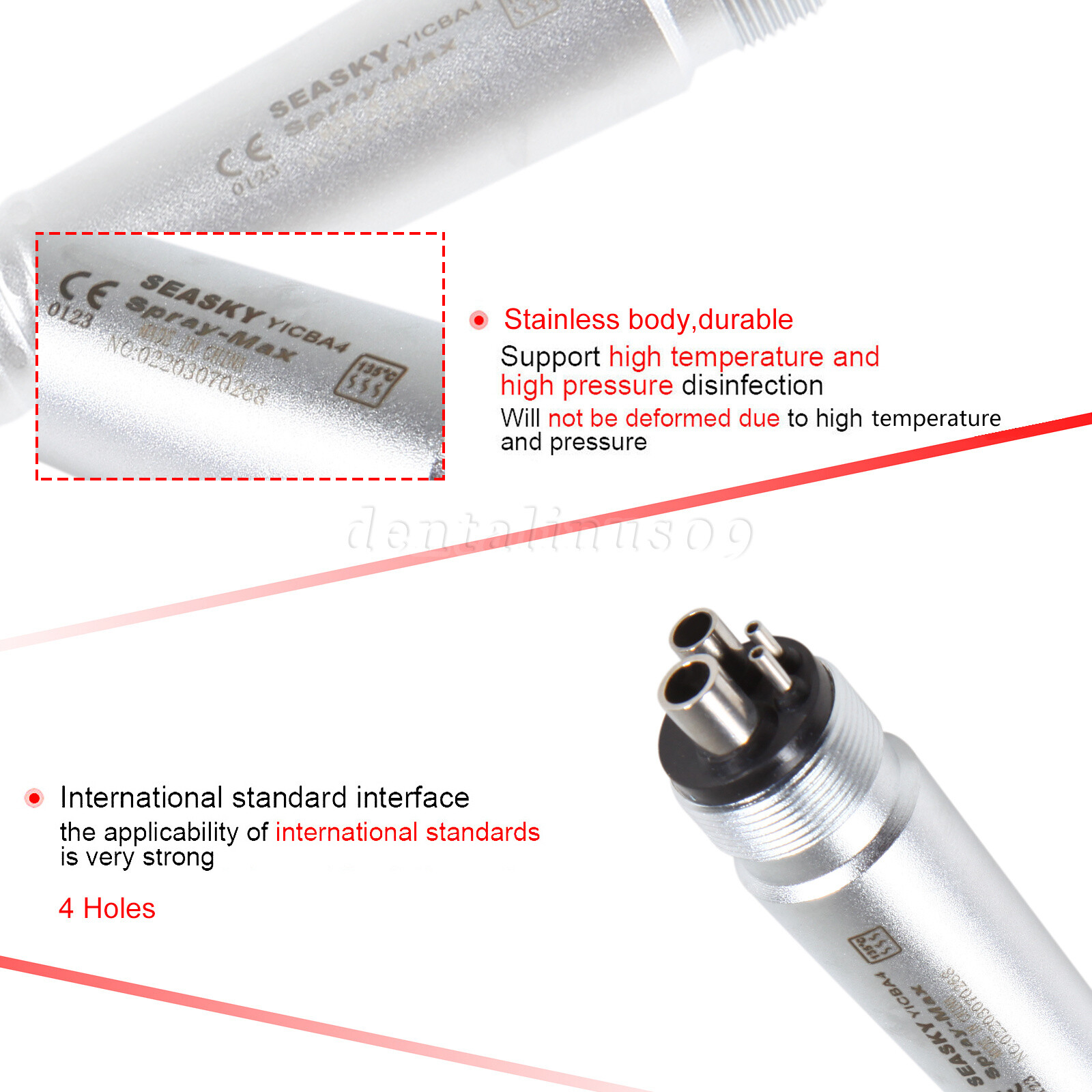 10 Pcs Seasky NSK PANA MAX Style Dental High Speed Turbine Handpiece Push 4Hole