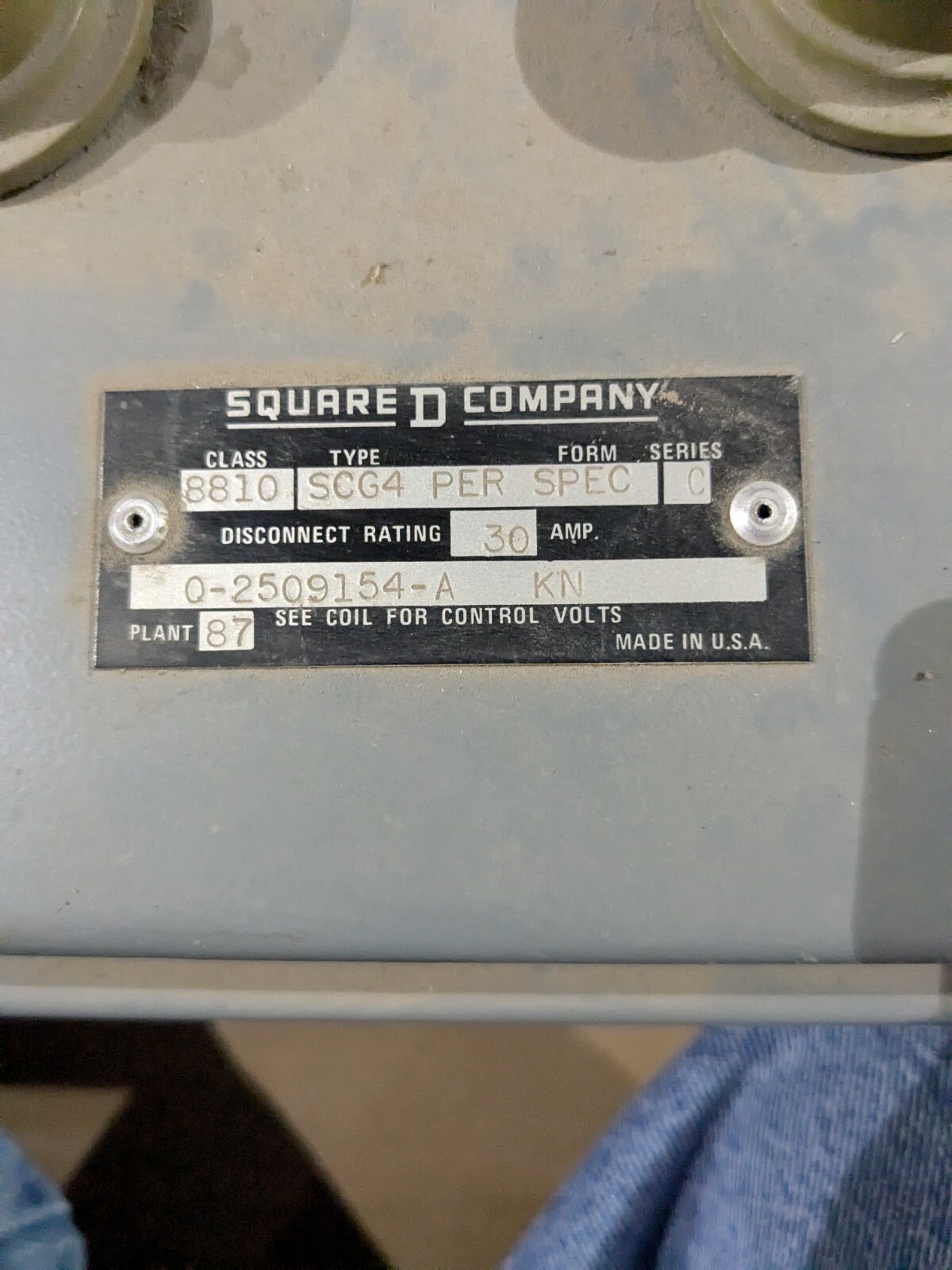Square D Size 1 Motor Starter 8810 SCO 4 120 Volt Coil Form 3 Series A Works