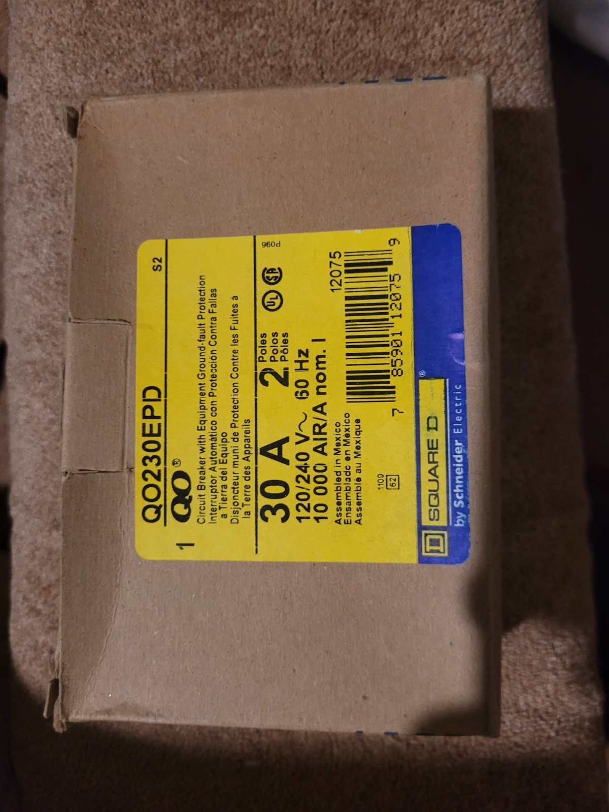 New Square D QO230EPD Circuit Breaker 25A 120V 60Hz 1 Pole