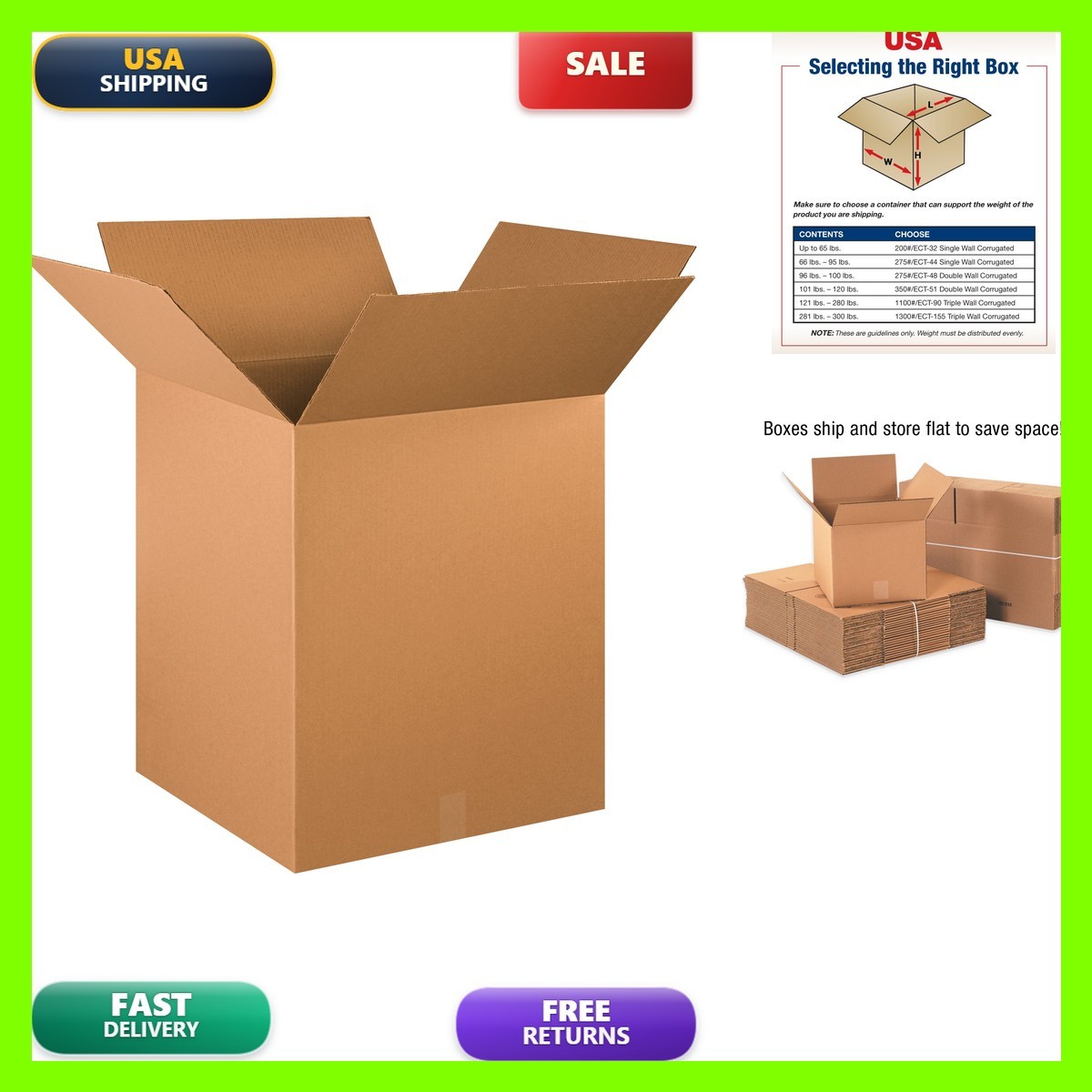 Box Usa Usa 10 Pack Of Corrugated Cardboard Boxes 20 L X 20 W X 25 H Kraft
