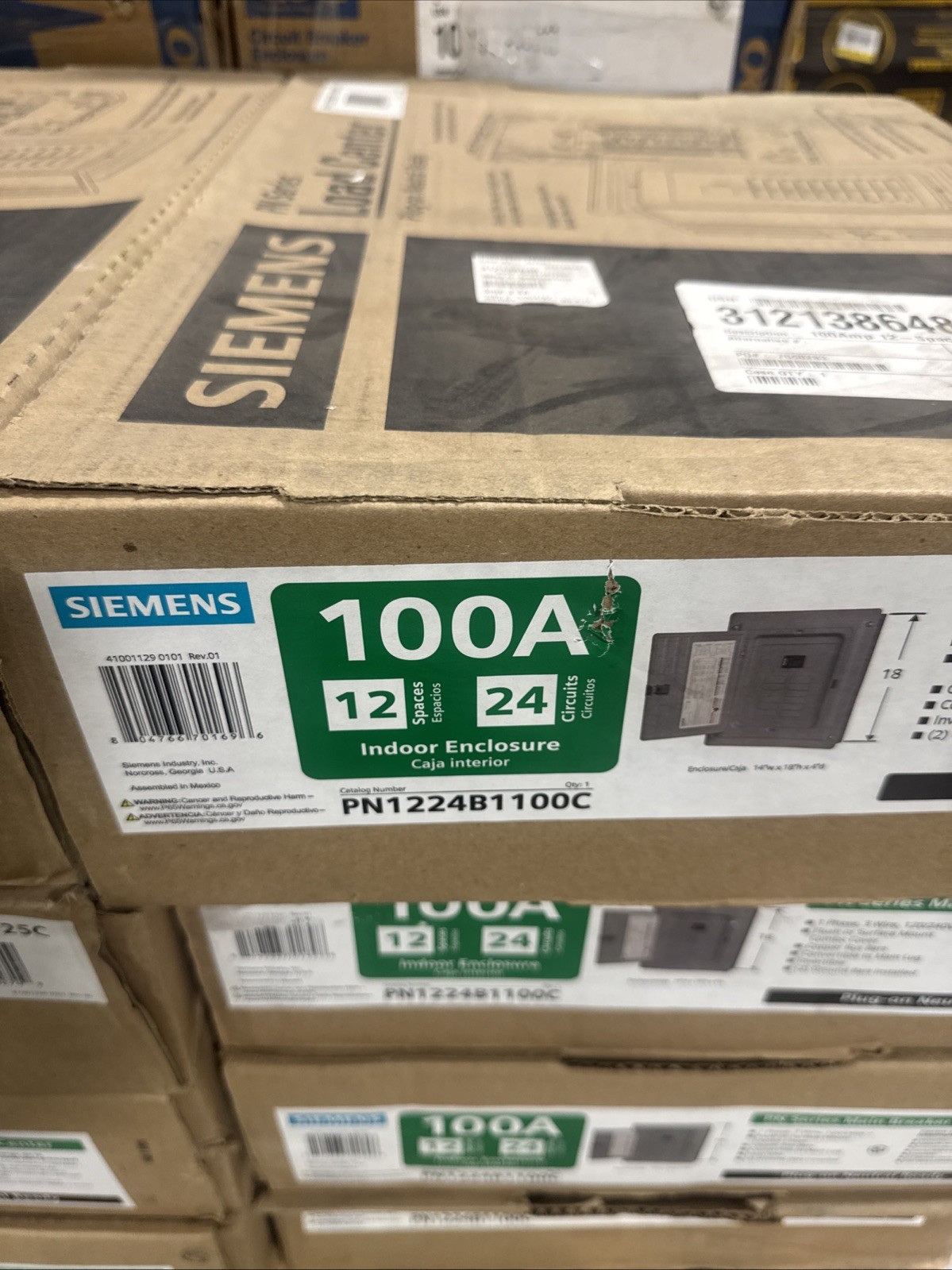 Siemens PN1224B1100C PN Series 100 Amp 12-Space 24-Circuit Main Breaker #106