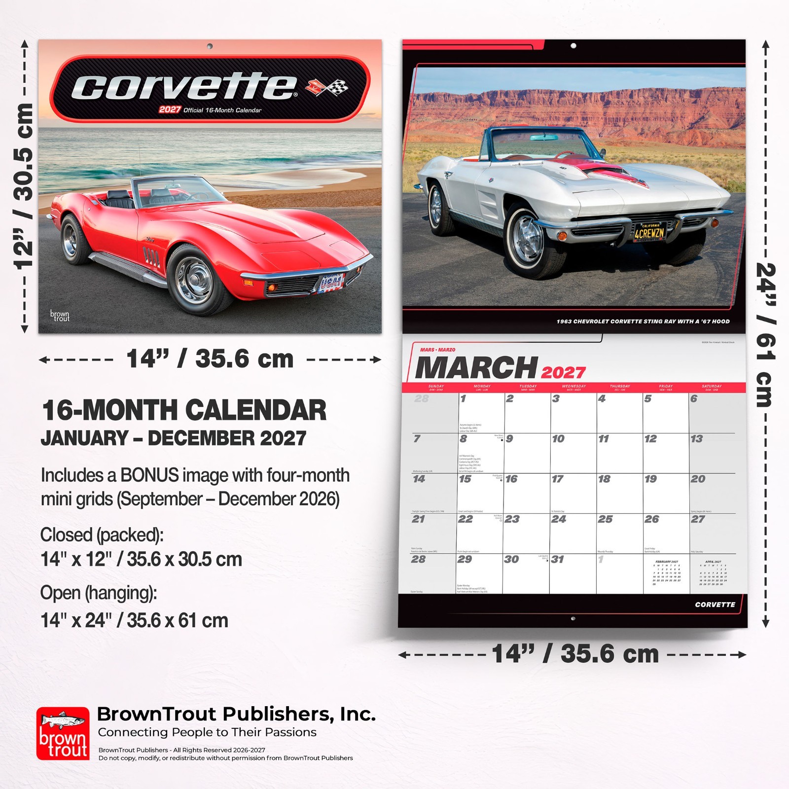 Corvette OFFICIAL | 2027 14×24″ (Hanging) Deluxe Wall Calendar