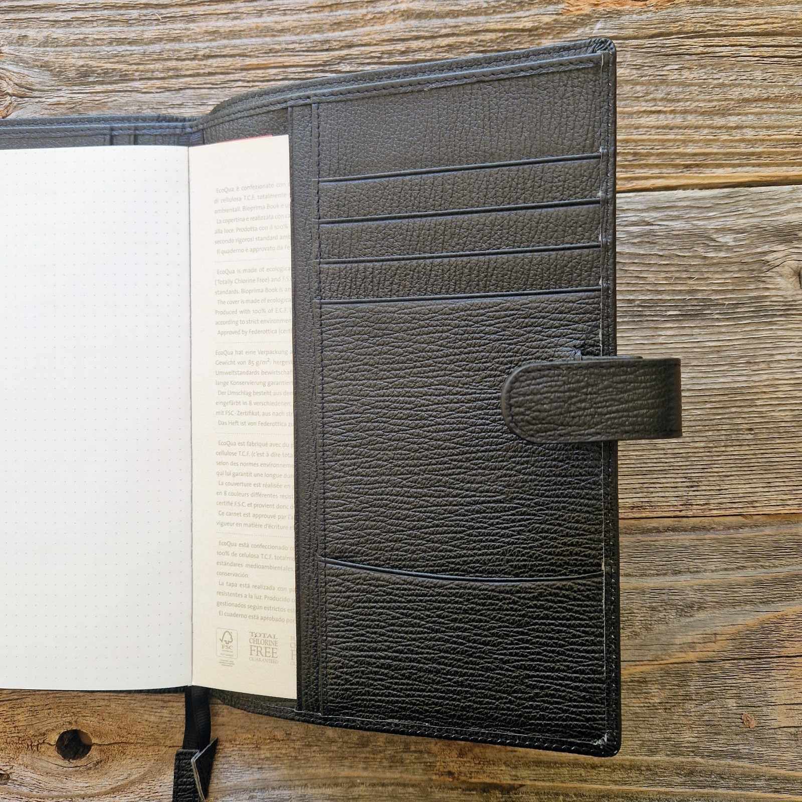 Fabriano A5 Leather Writing Case w/ Notepad | Black Leather Portfolio