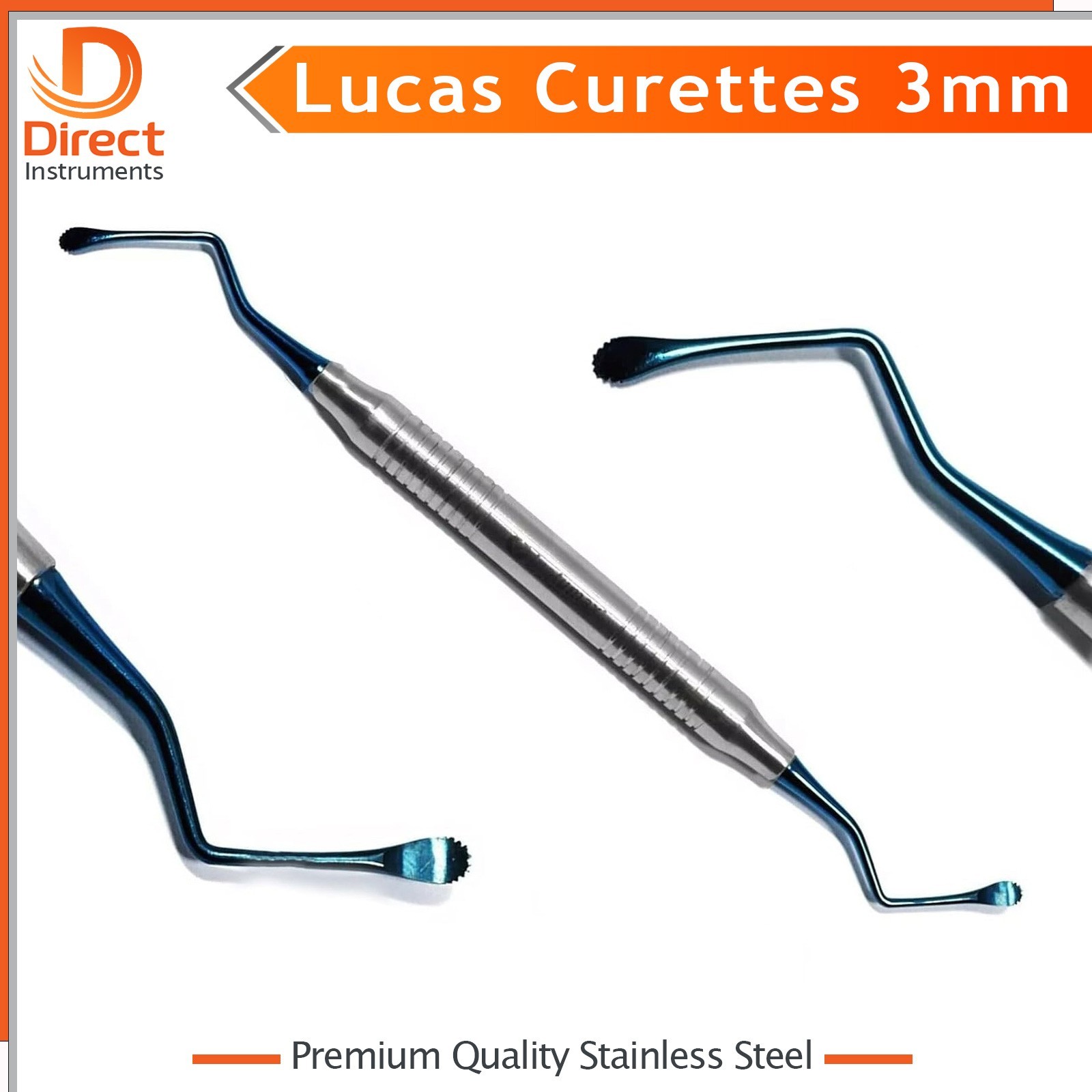 3mm Lucas Curette – Serrated Periodontal Bone Curette Dental Surgical Instrument