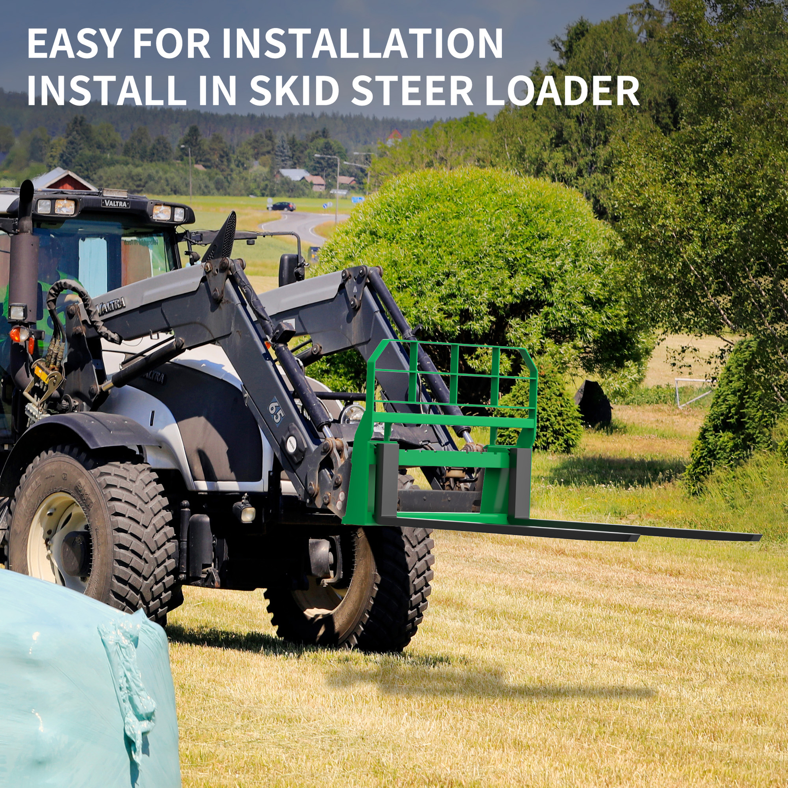 45″ Frame Skid Steer Tractor W/ 48″ Blades Pallet Fork Quick Attachment 4000LBS