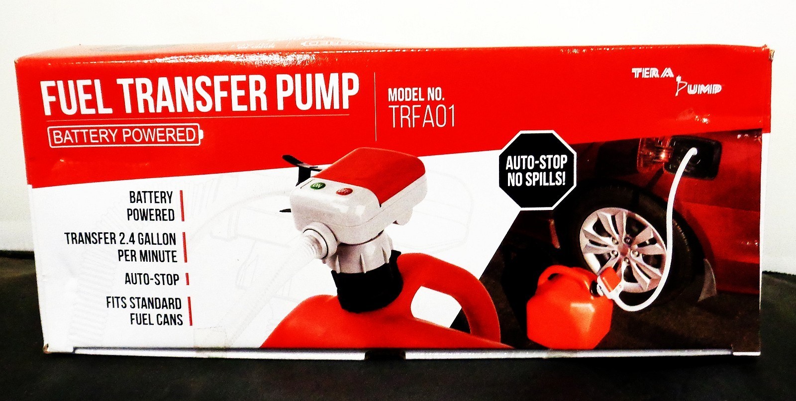 TeraPump TRFA01 Battery Powered Fuel Transfer Pump 2.4GPM Auto-Stop