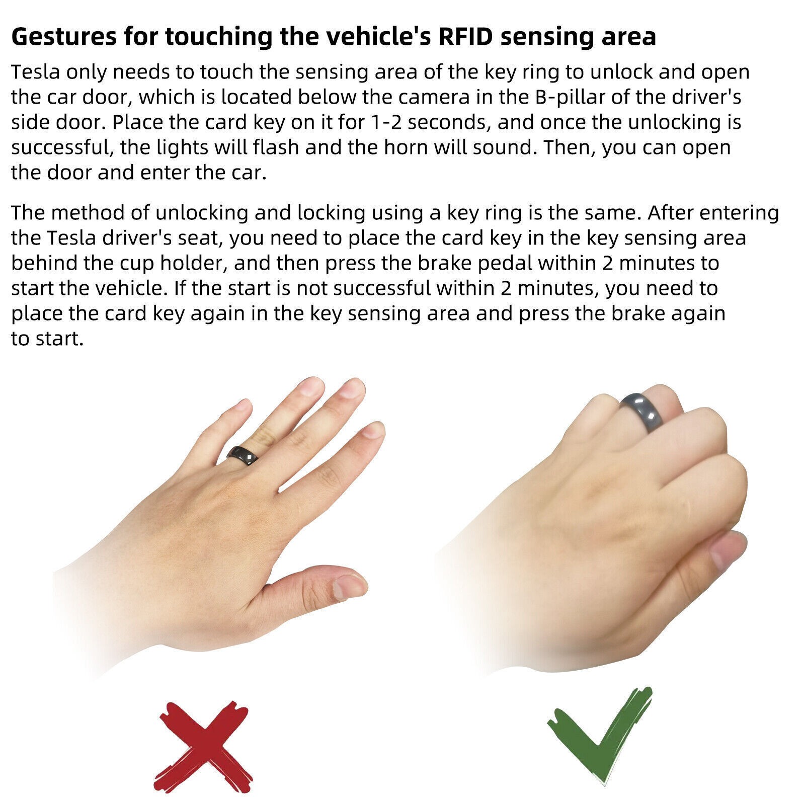 1Pcs Black Smart Model 3 NFC Ring for Tesla Model 3/Y Accessories Key Fob Card