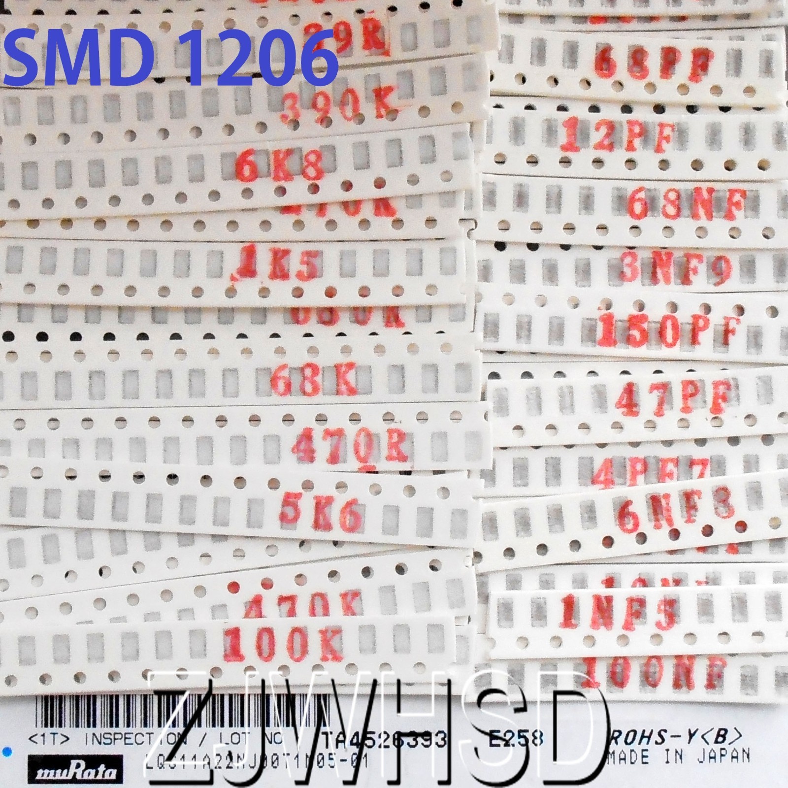 1150pcs SMD 1206 (0Ω-10MΩ)50value Resistor +(2.2pf-1uf)40value Capacitor Kit Set