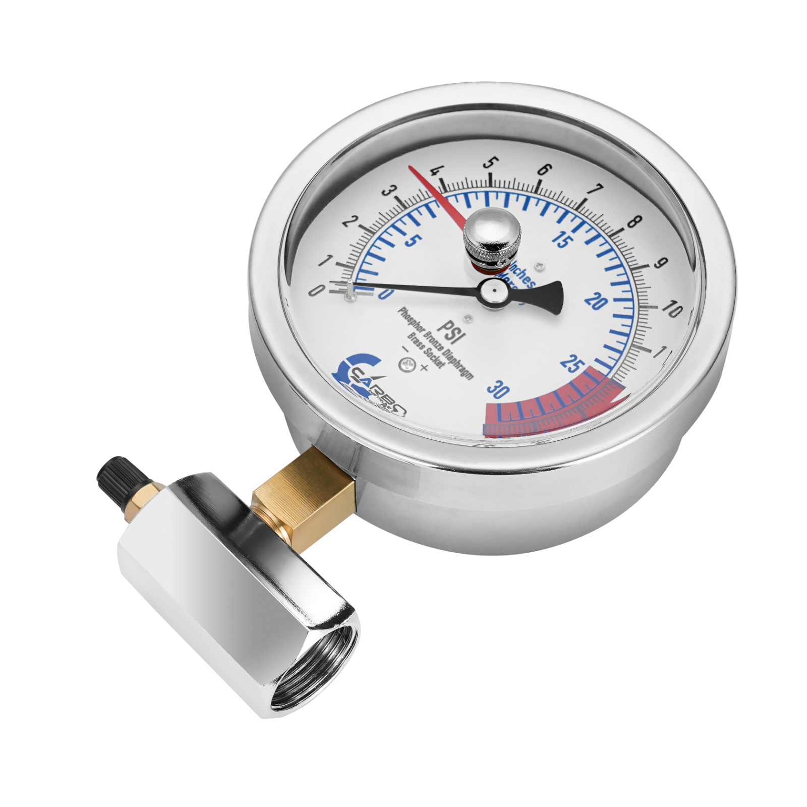 4″ Gas Test CAPSULE Pressure Gauge 15 Pound, 15 PSI, 3/4” FNPT