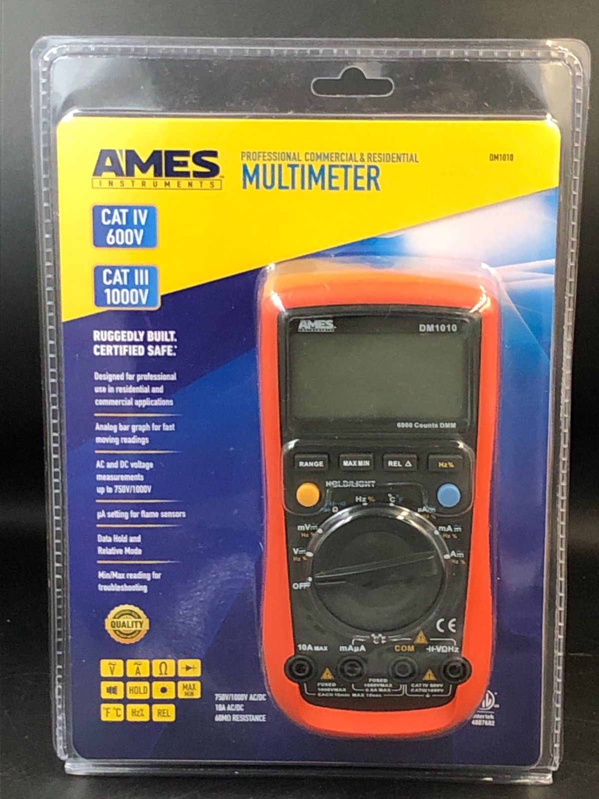 AMES DM1010 Commercial & Residential Multimeter CAT IV 600V CAT III 1000V