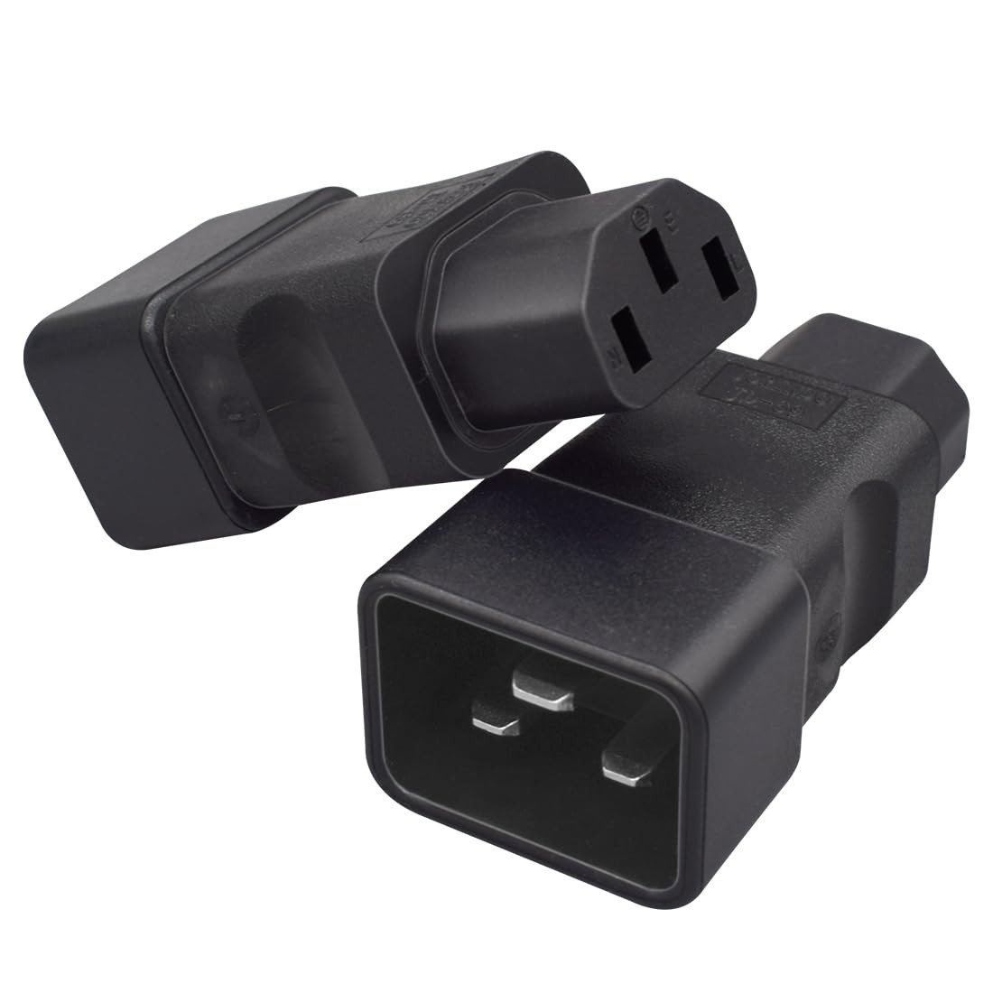 2 Pack IEC320 C20 To C13 Black Female To Male Power Adapter PDU UPS Converter