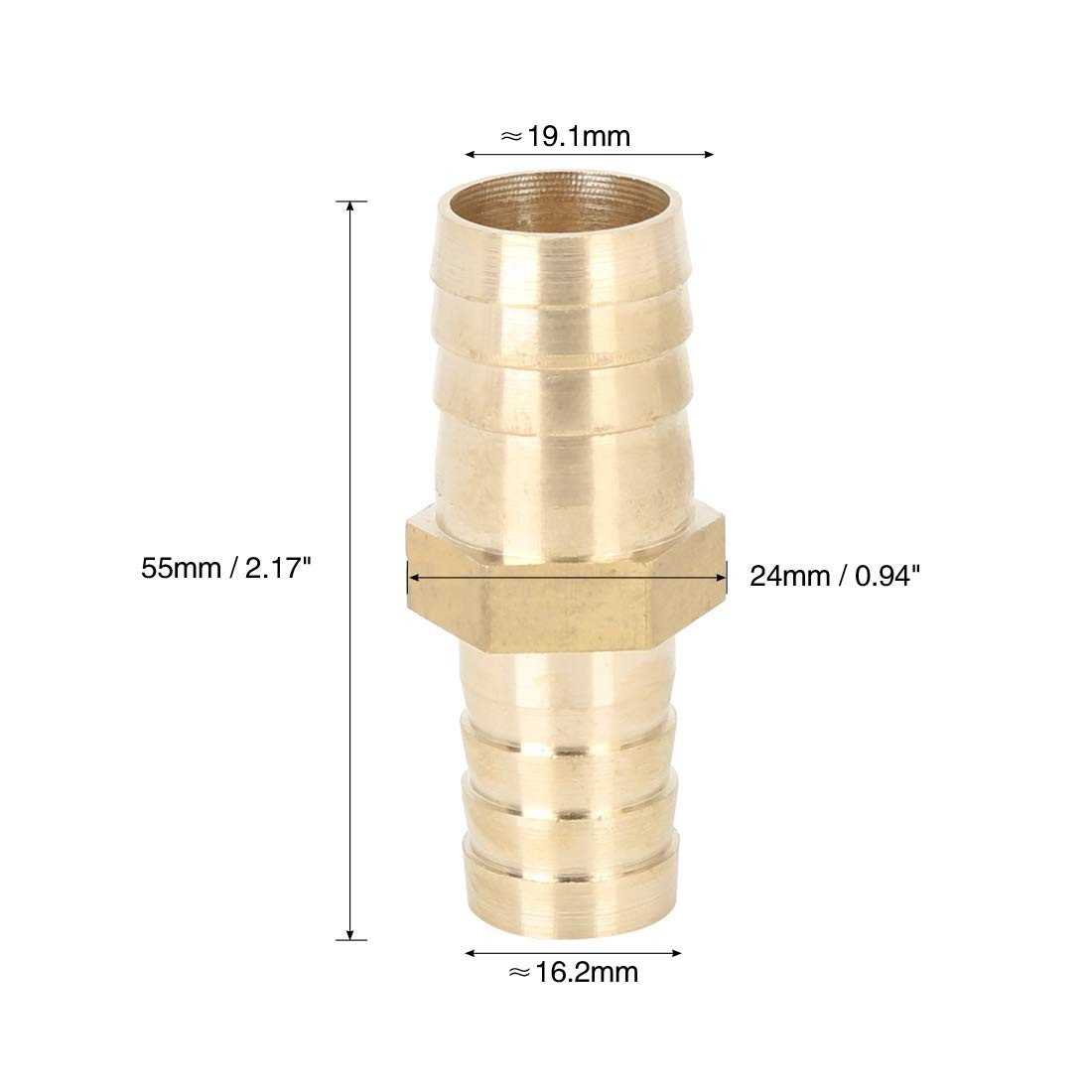 X AUTOHAUX 2 Pcs 19mm to 16mm OD Brass Barb Hose Straight Reducer Splicer Fittin