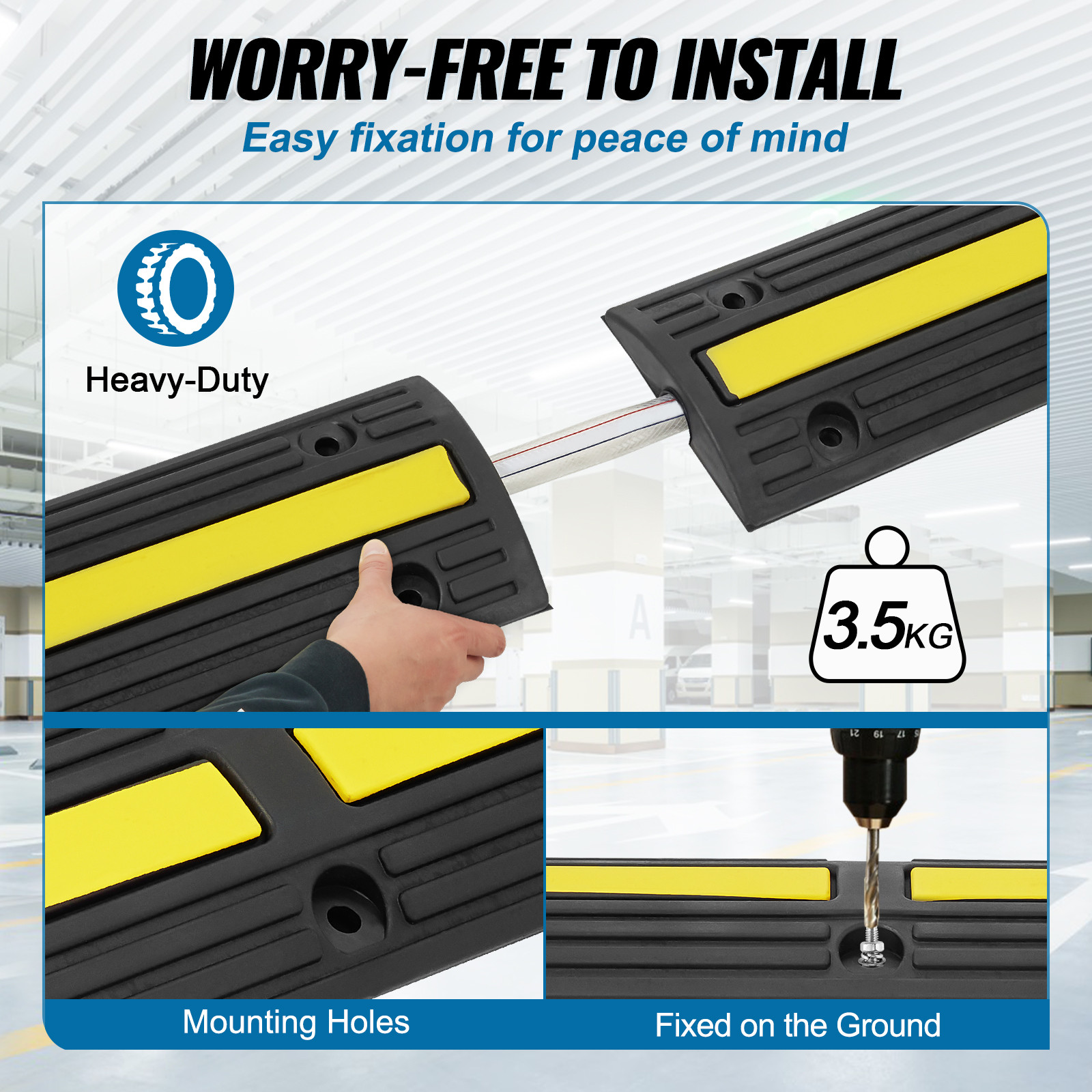 VEVOR 4 PCs 39» Cable Protector Ramp 18000 lbs Speed Bump Floor Cable Protector