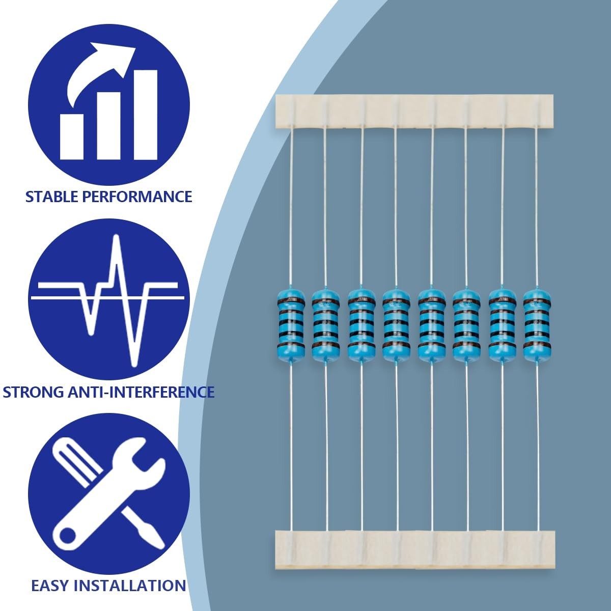 High-Quality 1K Ohm Metal Film Resistors – 50 Pcs for DIY and Experiments