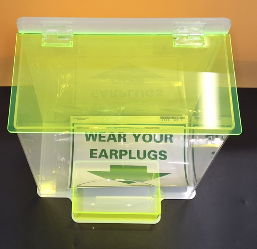 Acrylic Ear Plug Dispenser Wall Mount Tabletop Hinged Lid 11.5 x 16.5 NEW