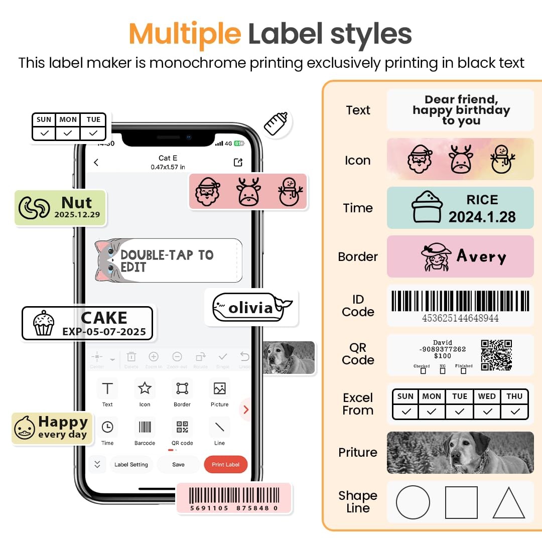Phomemo Label Maker D30 Bluetooth Mini Label Maker Machine Small Portable