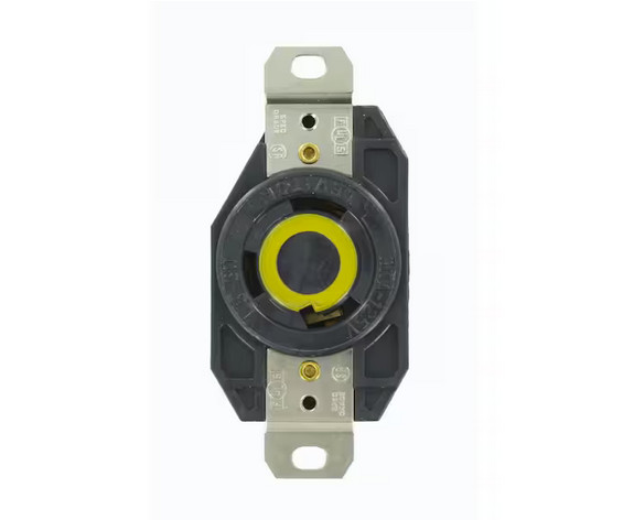 Leviton 30 Amp 125-Volt Flush Mounting Grounding Locking Outlet, Black 2610