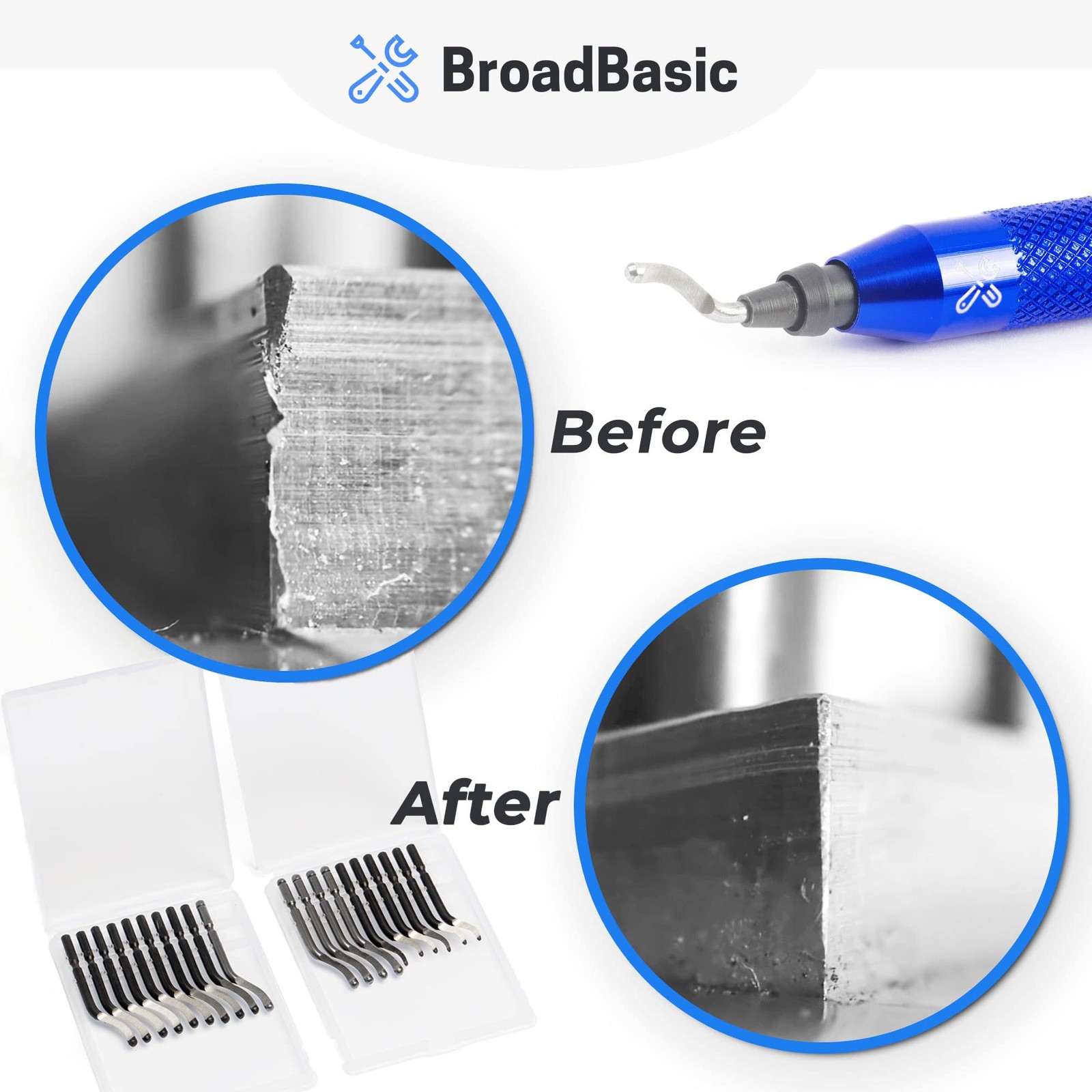 Deburring Tool Kit With 20 Highspeedsteel Blades | Edge Burr Remove For Metal Pv