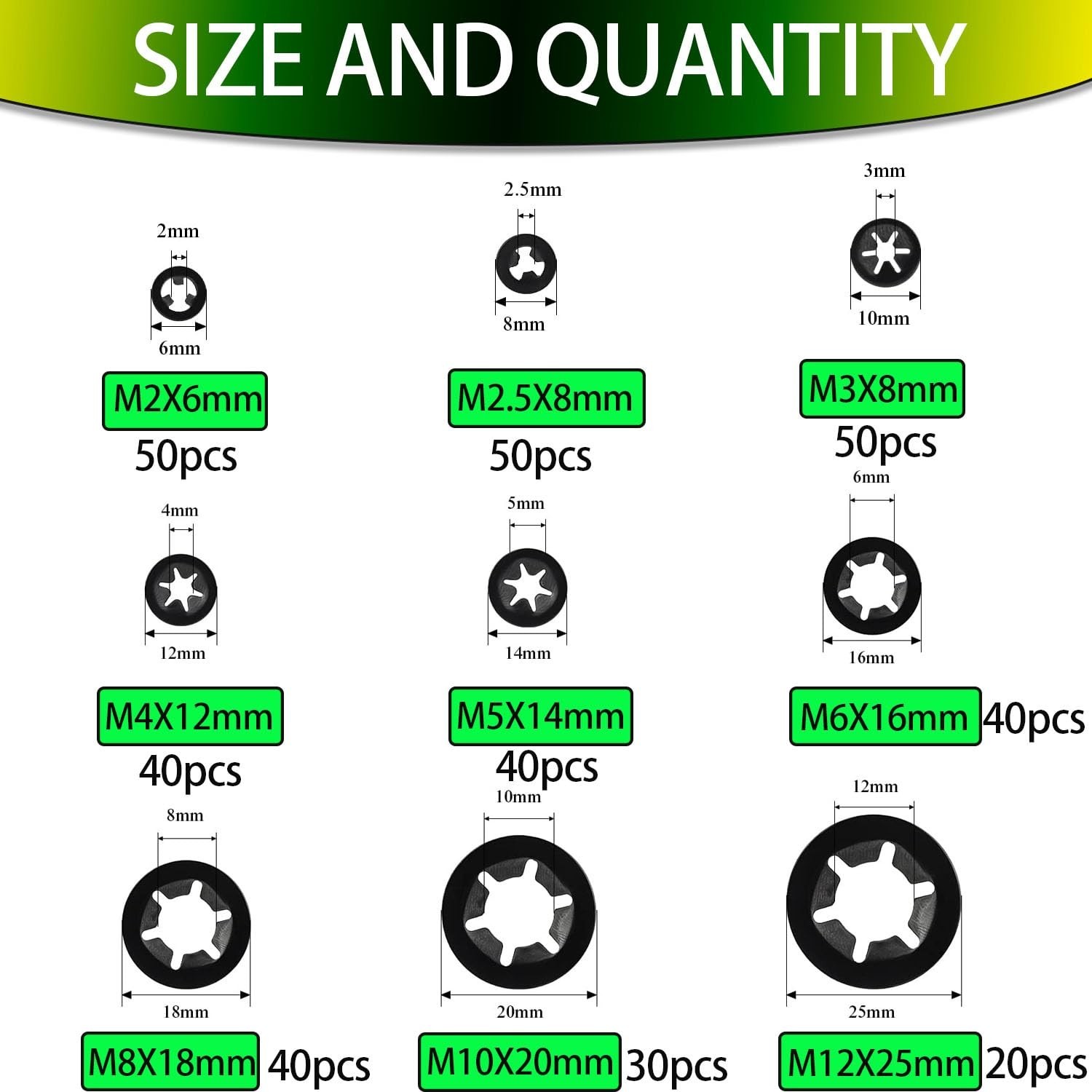 360 Pieces 9 Sizes Push Nuts Assortment, Speed Clips Retaining Clips Fasteners A