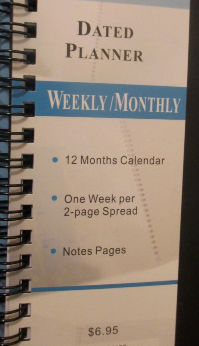 2025 SPIRAL Medium BLACK Monthly & Weekly Lined Dated PLANNER – 8X5″ – NOTEs