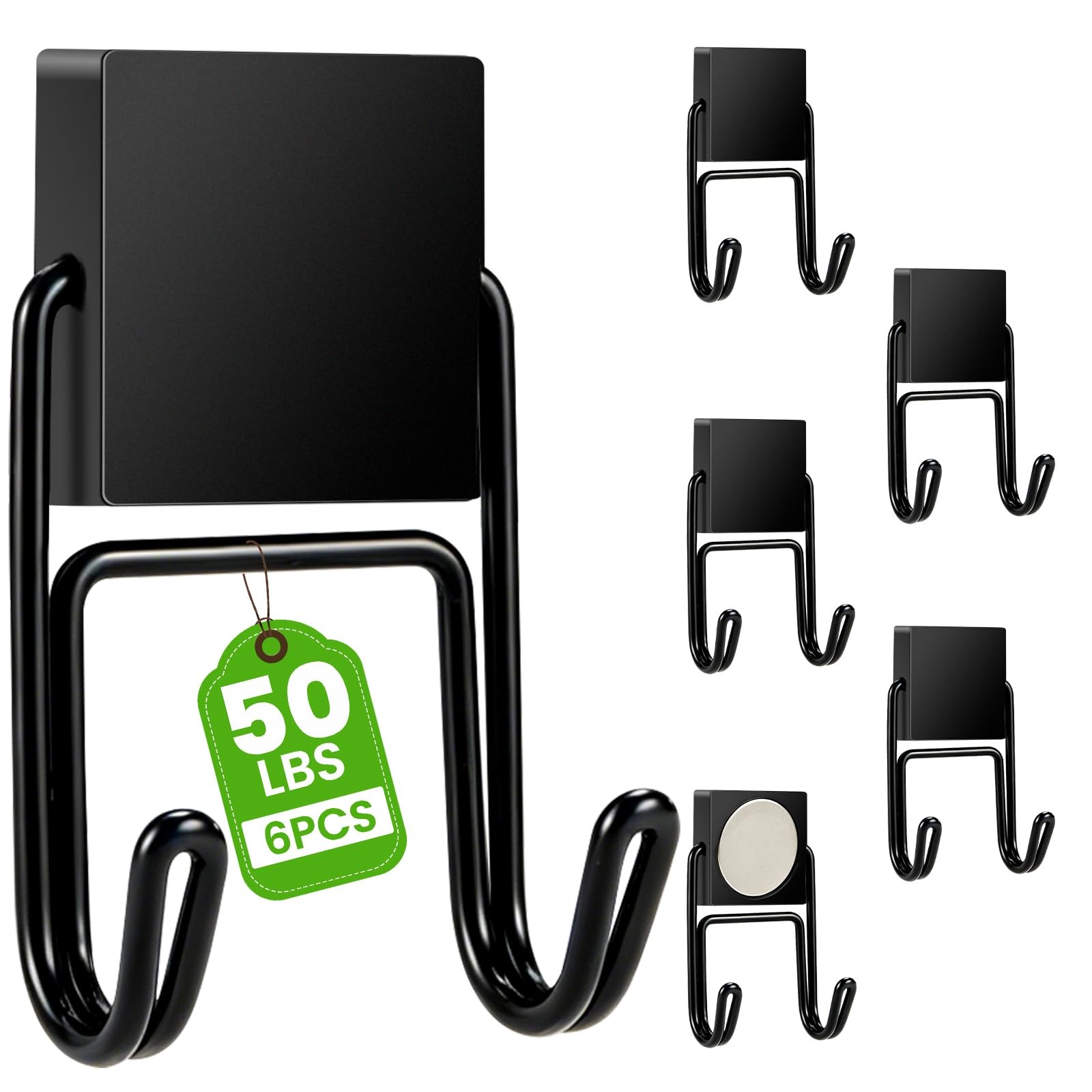 MIKEDE Magnetic Hooks 50lbs+ Magnet Hook Cruise 0.98×2.36 in, Black