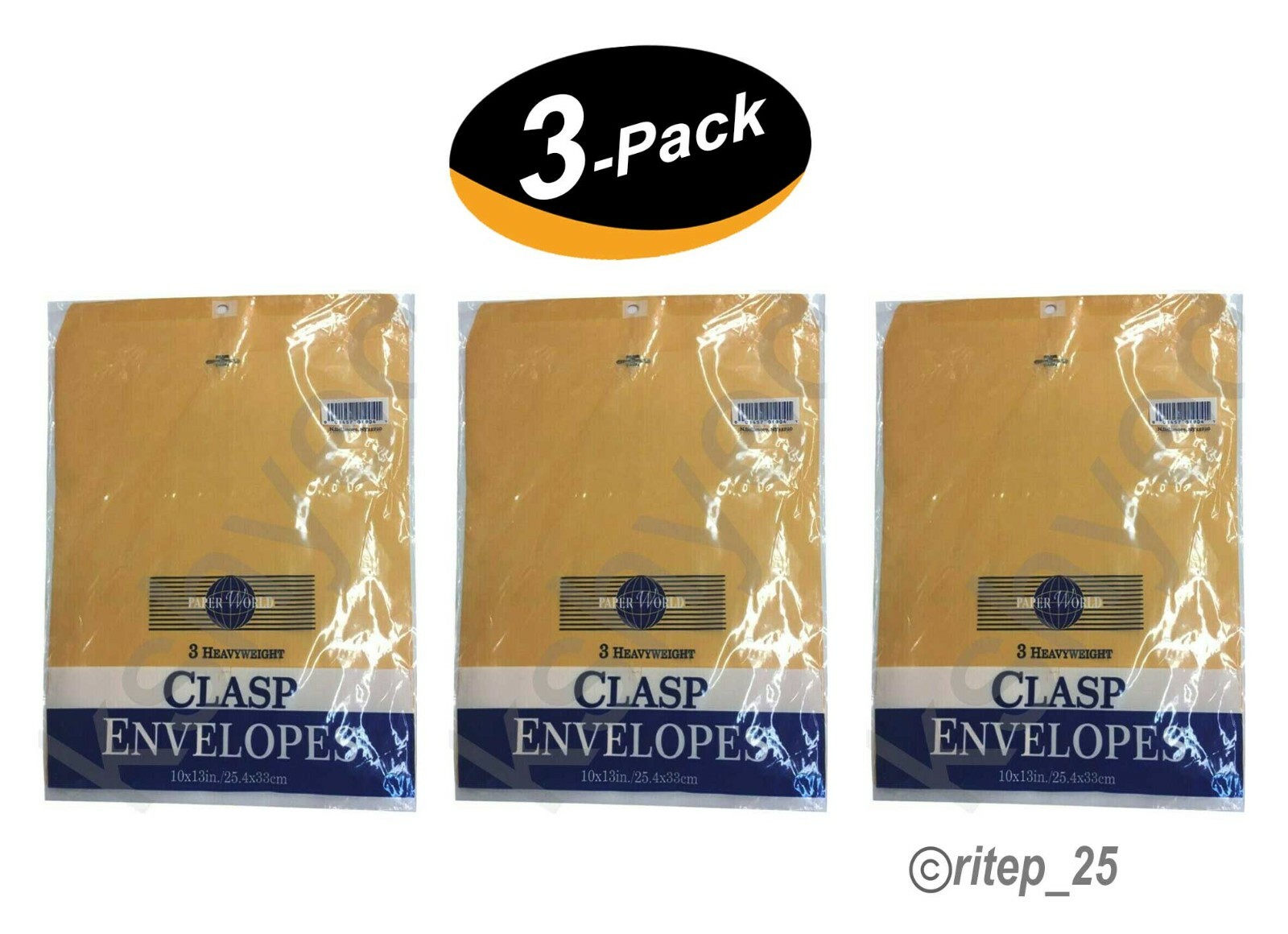 Clasp Brown Envelopes- 10×13 Inch Heavyweight Paper- 3 Packs of 3 (9 Pcs)