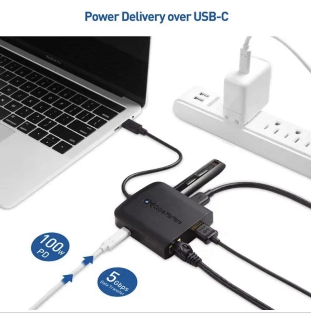 Cable Matters USB-C Multiport Adapter with 4K HDMI, 2x USB, Ethernet, and Power