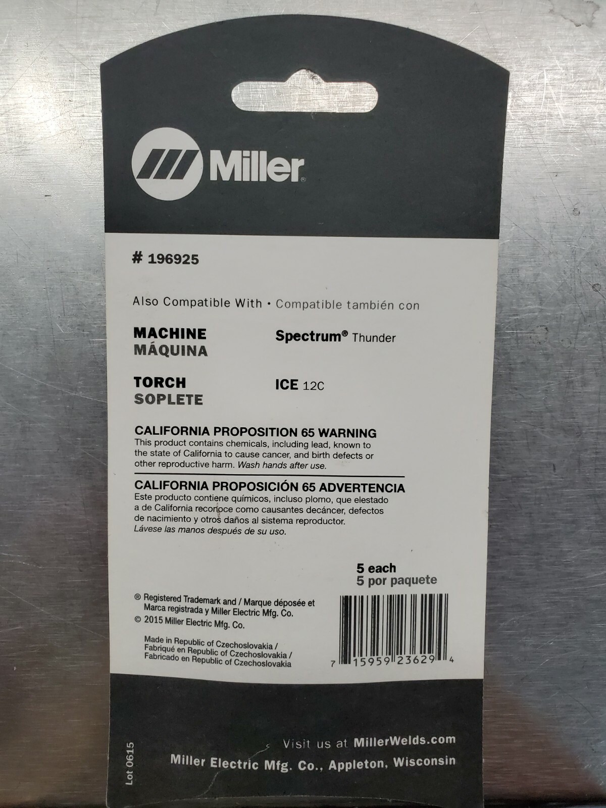 Miller 196925 Electrode, 27A for ICE-12C, 5PK