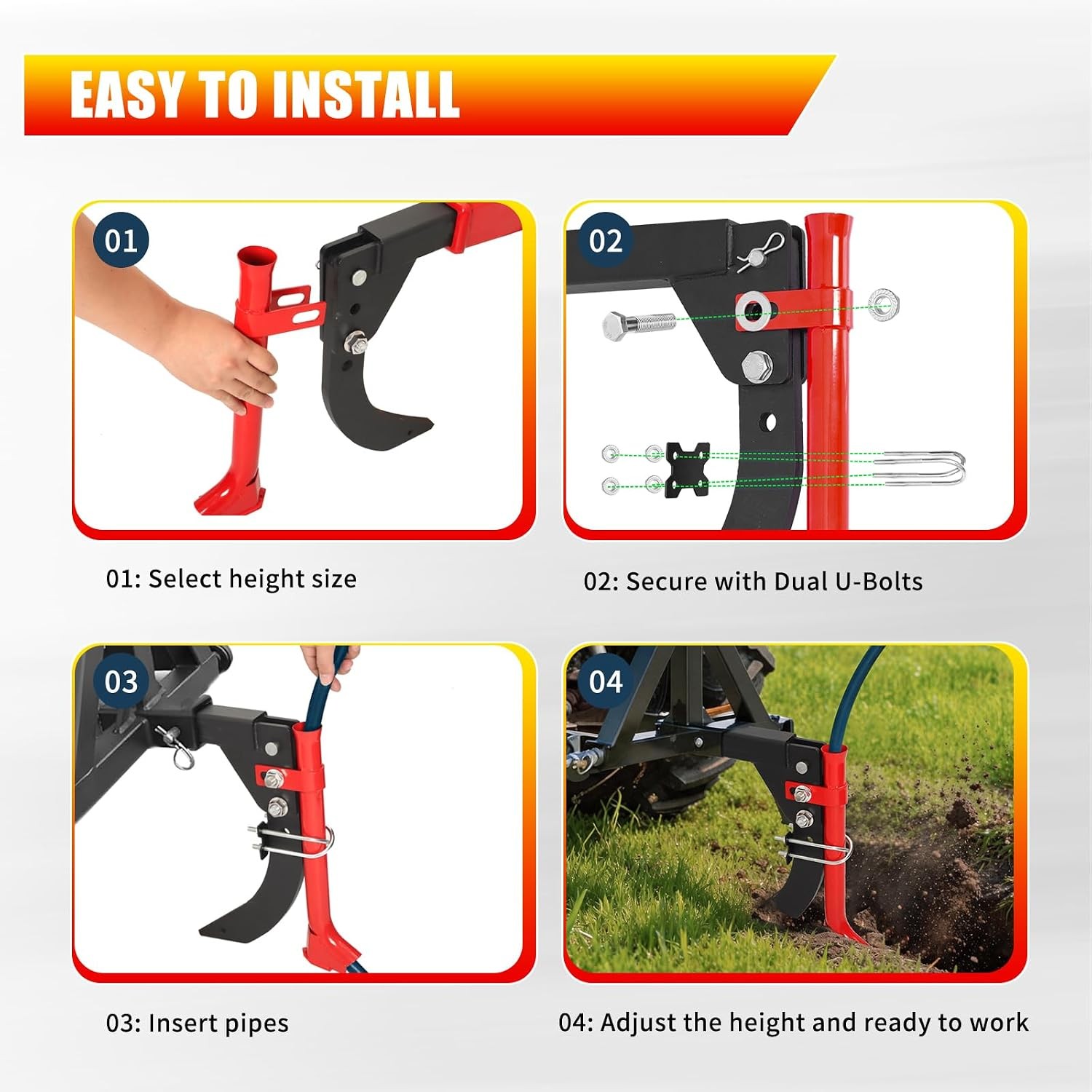 Pipe Layer Attachment for 3-Point Ripper Hitch Lawn Trencher Subsoiler Tractor