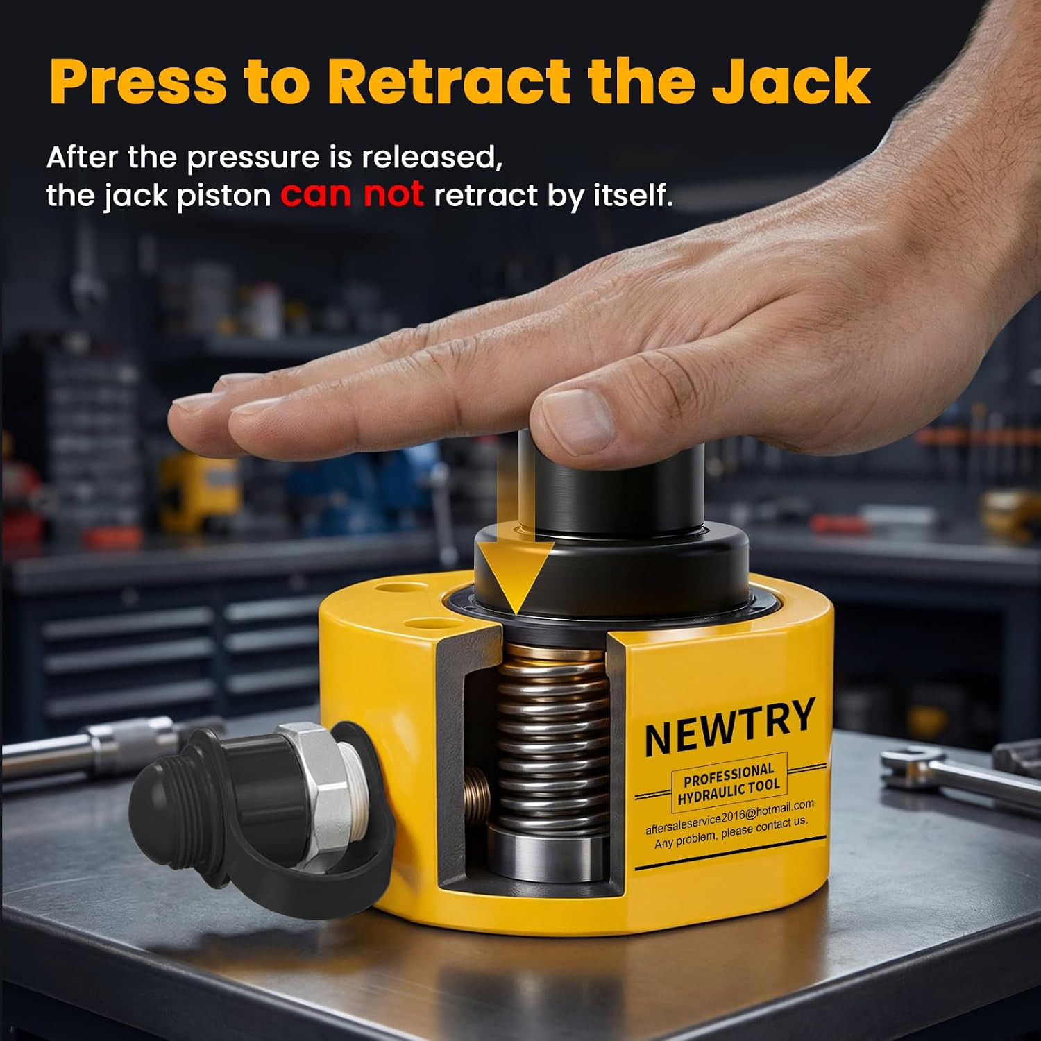 20T Low Profile Hydraulic Ram Jack, 1.2″ Stroke Multi-Section | Compact Mini for