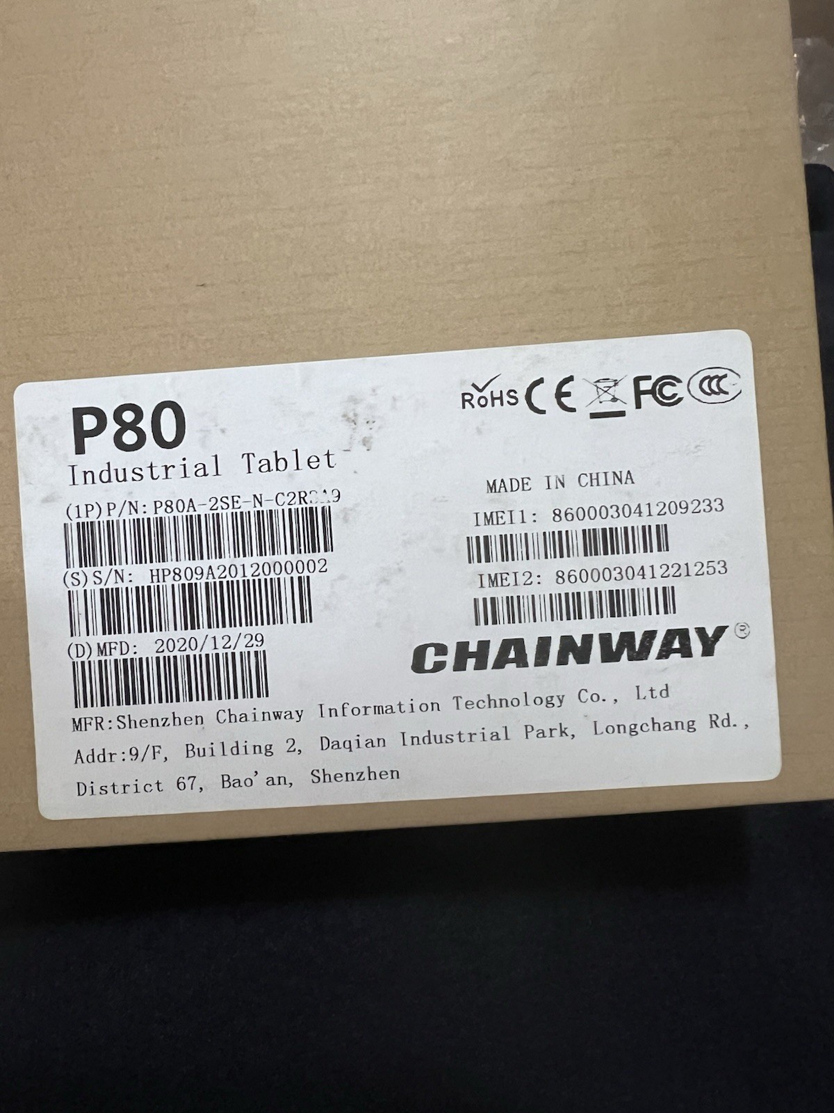 Chainway P80 Ultra Rugged Android Tablet Barcode Scanner Retail $599