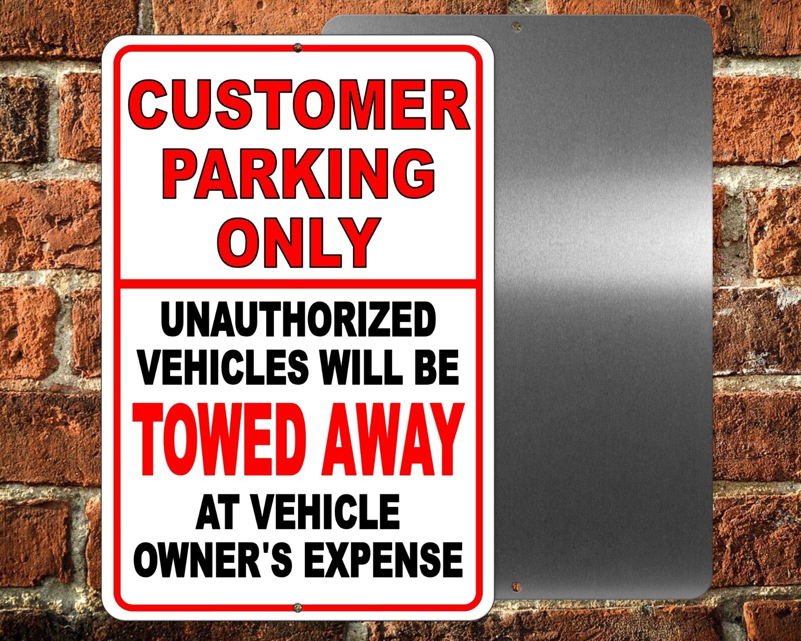 Customer Parking Only Unauthorized Vehicles Will Be Towed Sign warning no SCP003