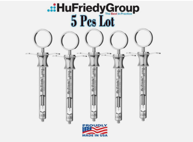 Lot of 5 Hu-Friedy CW Style Dental Anesthetic Aspirating 1.8ml Syringe SYRCW