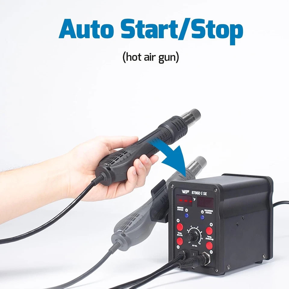 WEP Digital Rework Station Portable Soldering Iron Kit Hot Air Gun Desolder Tool