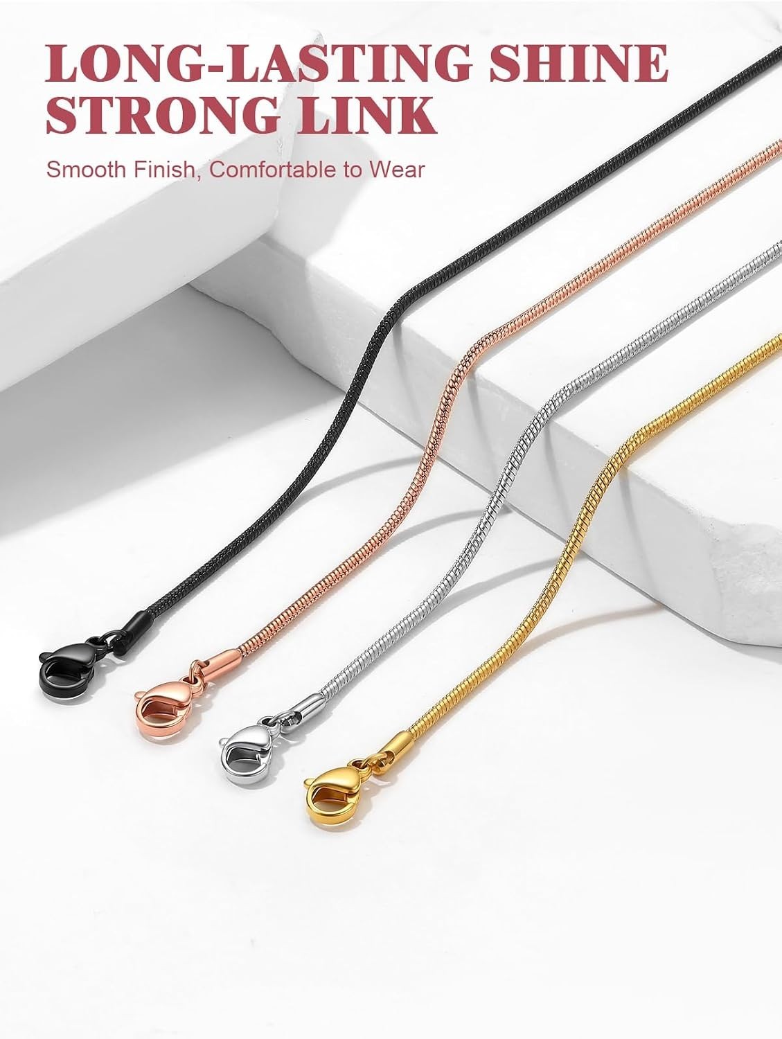 Snake Chain Necklace, 1/1.2/1.5/2mm 14K Gold Plated Womens Chains | Hypoaller…