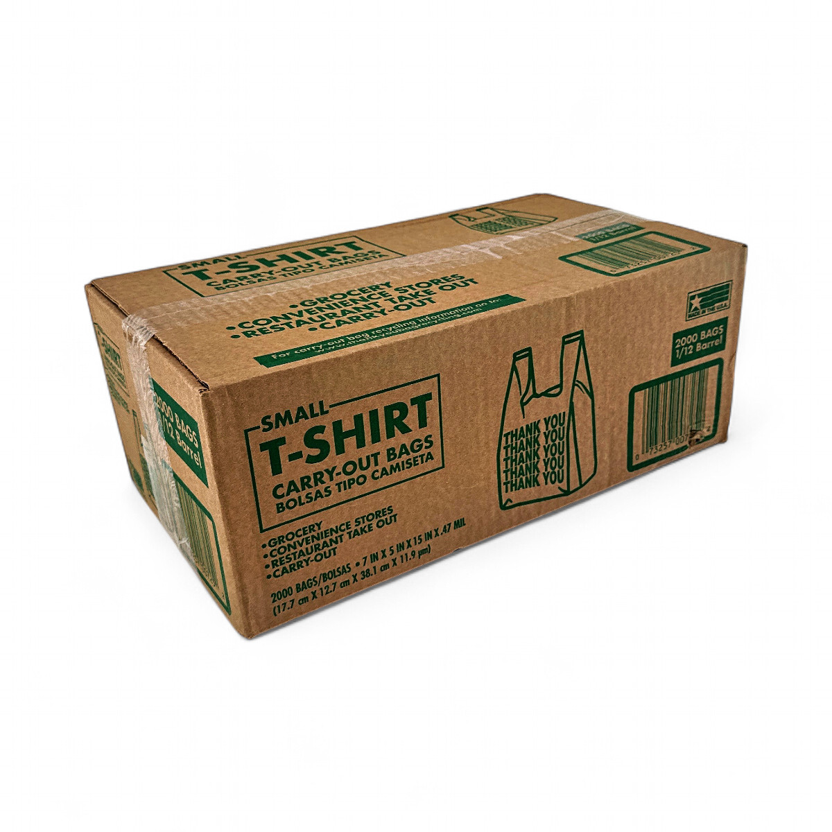 Poly-America Small T-Shirt Carry-Out Bags, 7″ x 5″ x 15″ – 2000 Count