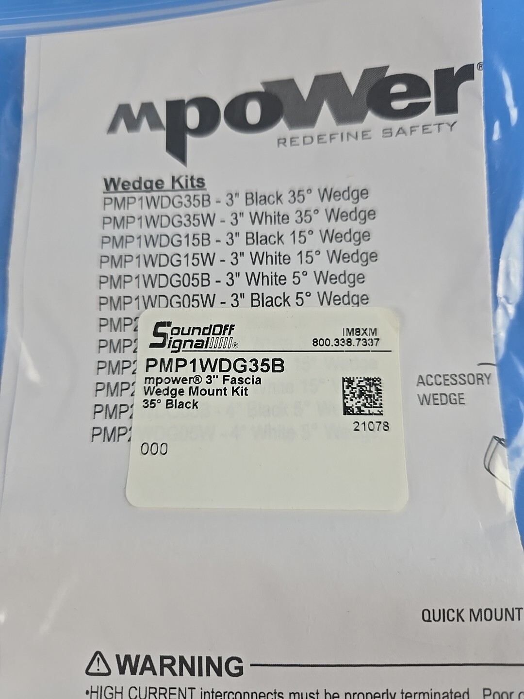 Soundoff Signal PMP1WDG35B 35* Wedge Assembly, Black For Mpower Fascia 3″ Mount