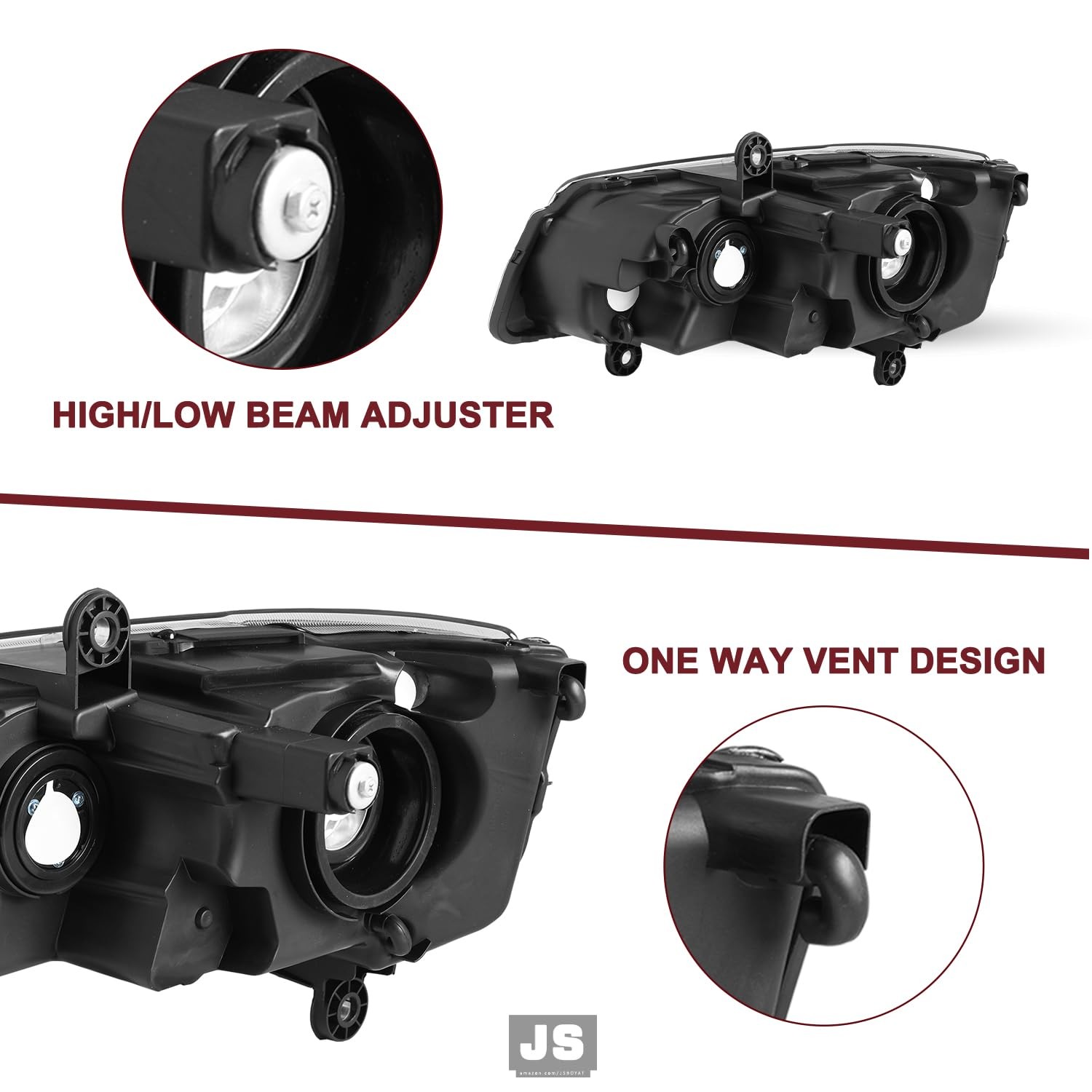 Halogen Headlight Assembly Fits for 2011-2020 Dodge Grand Caravan