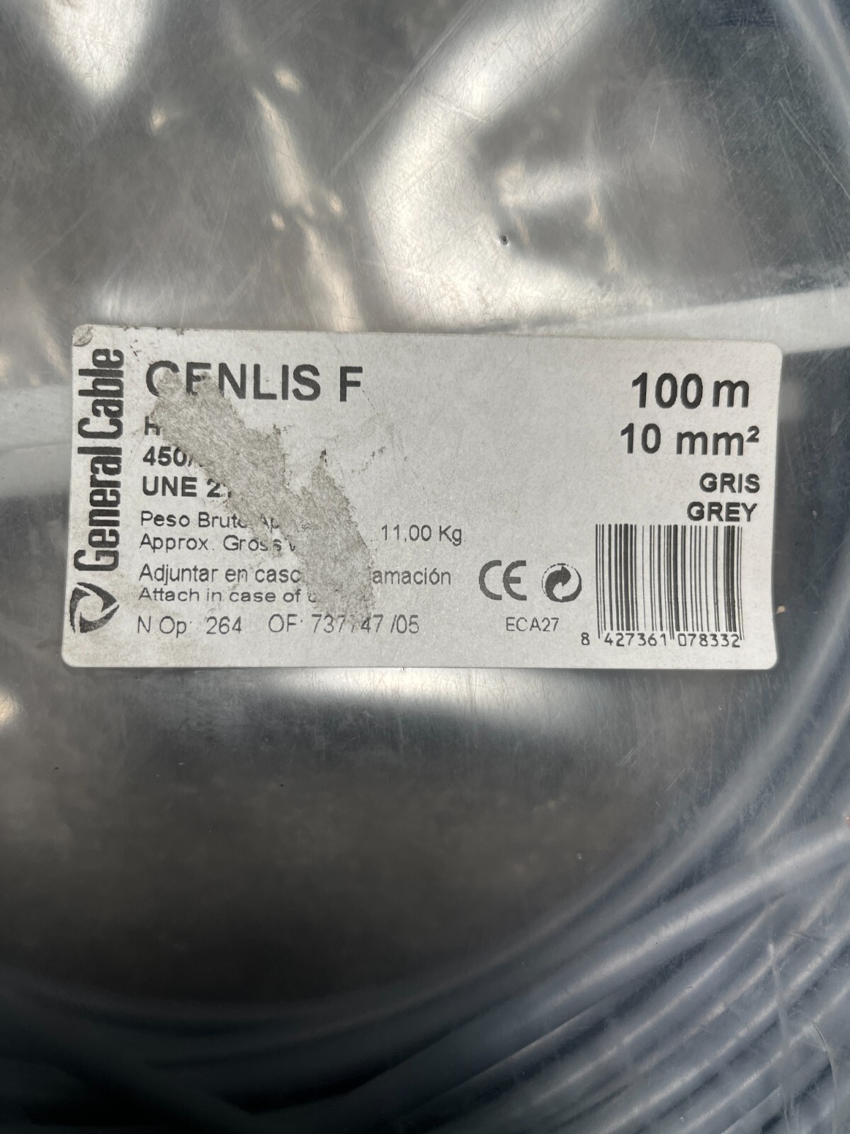 100M LENGTH GENERAL CABLE CENLIS F 450/750V 10MM2 EN 50525-2-31 GP286756