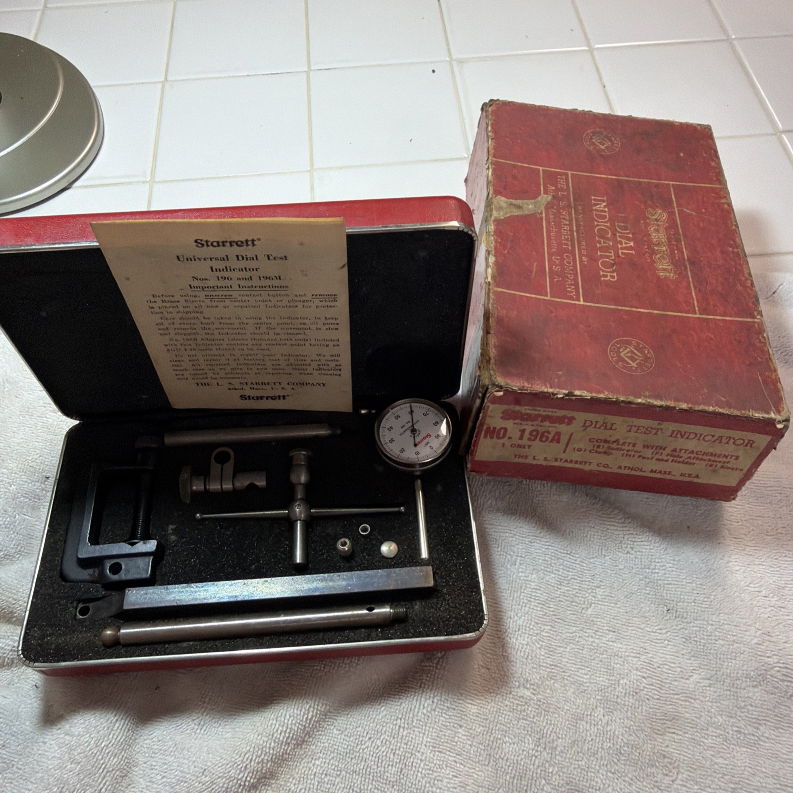 Starrett 196A Dial Indicator With Case & Original Box