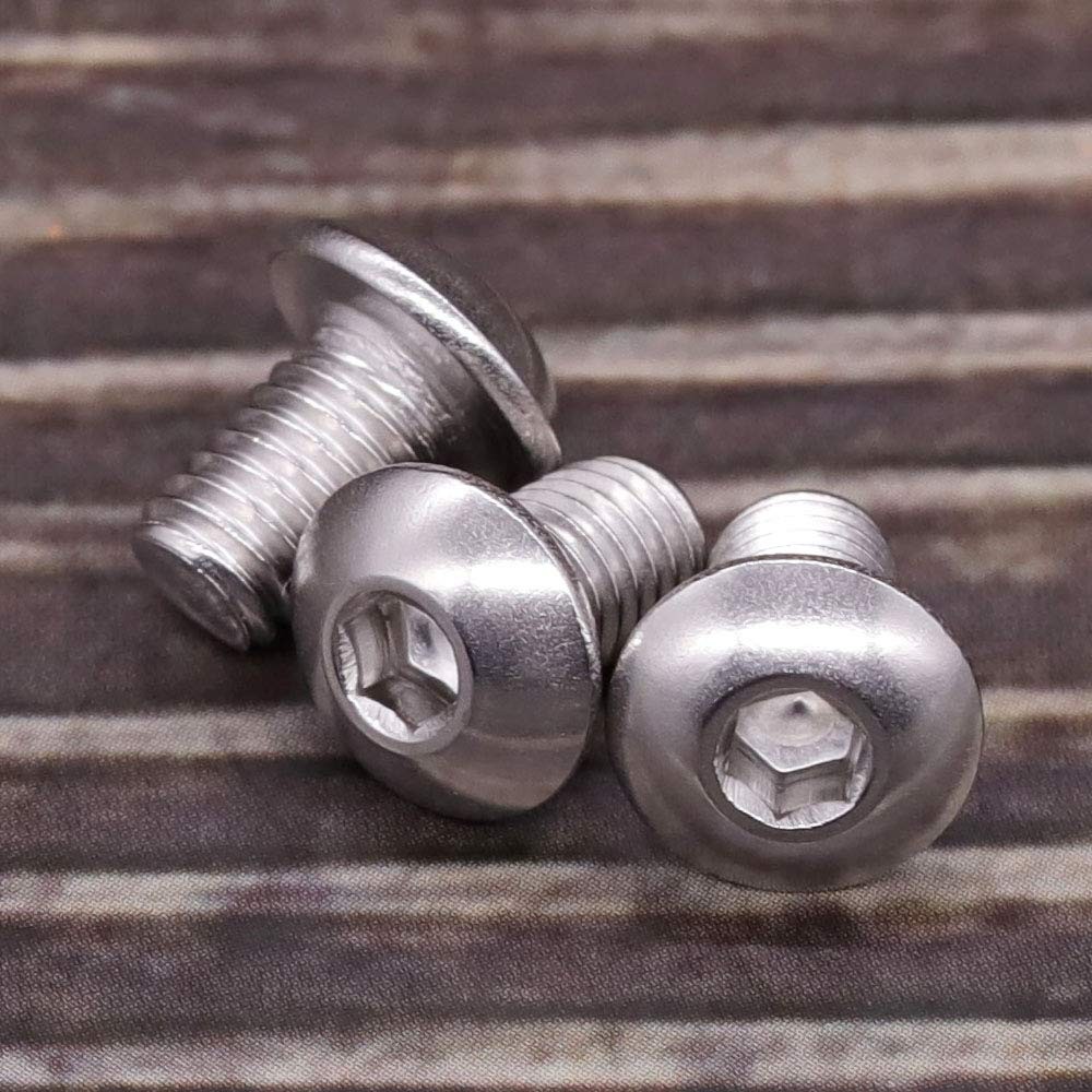 M6-1.0 x 10mm Button Head Socket Cap Screws 304 Stainless M6 x 10mm, Silver