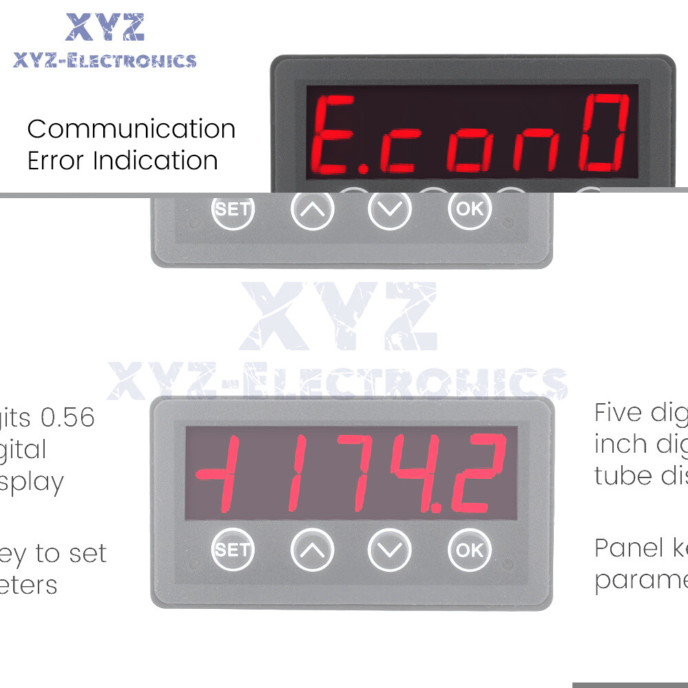 MODBUS-RTU Communication Display Meter RS485 Master-Slave-Monitored DC 8-25V