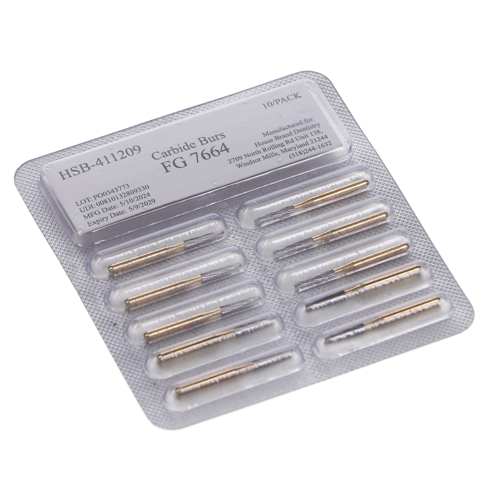 House Brand Dentistry FG #7664 Round End Taper Trimming Finishing Burs 10/Pk