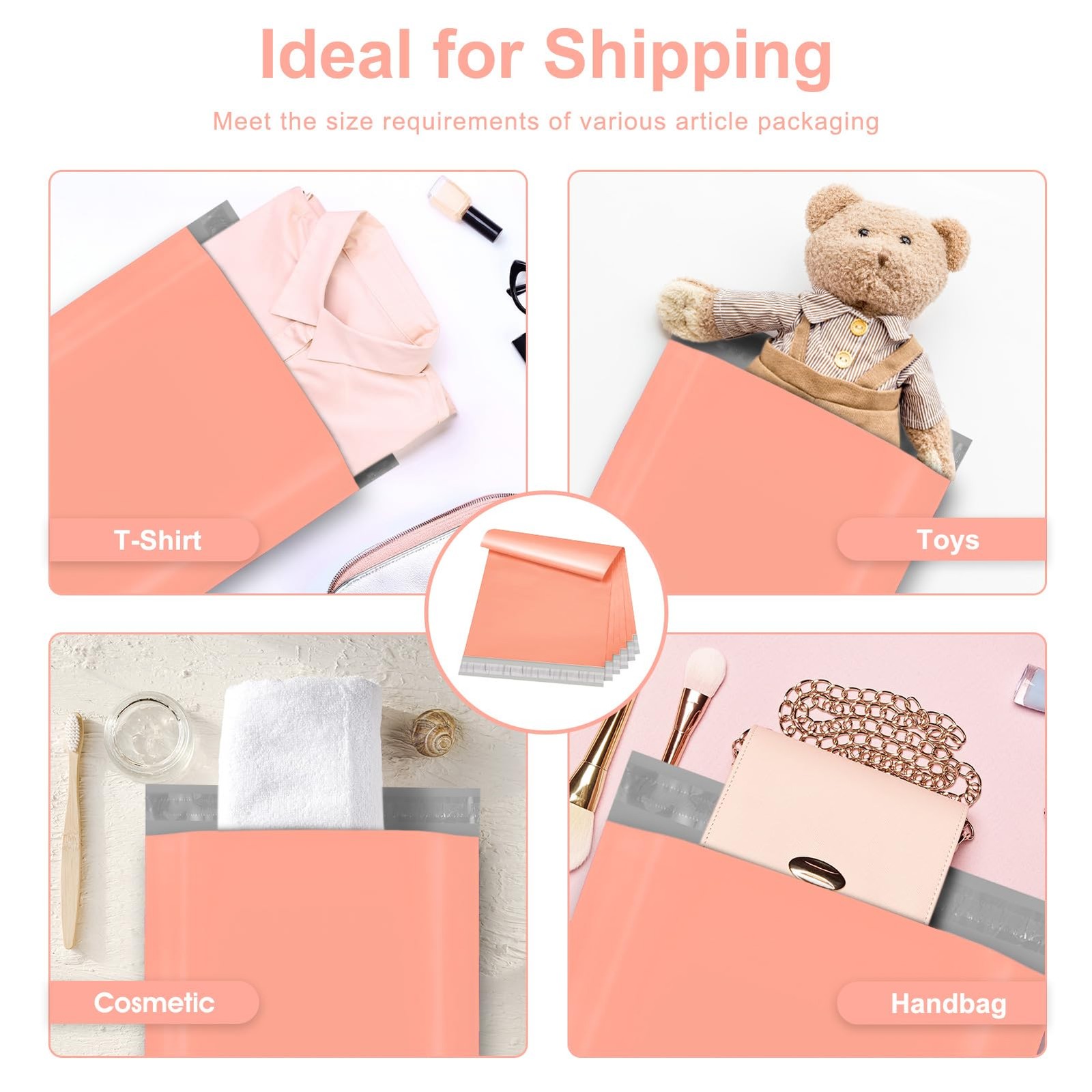Metronic Poly Mailers 10×13 300 Pcs, Strong Adhensive 300PC, Peach Pink